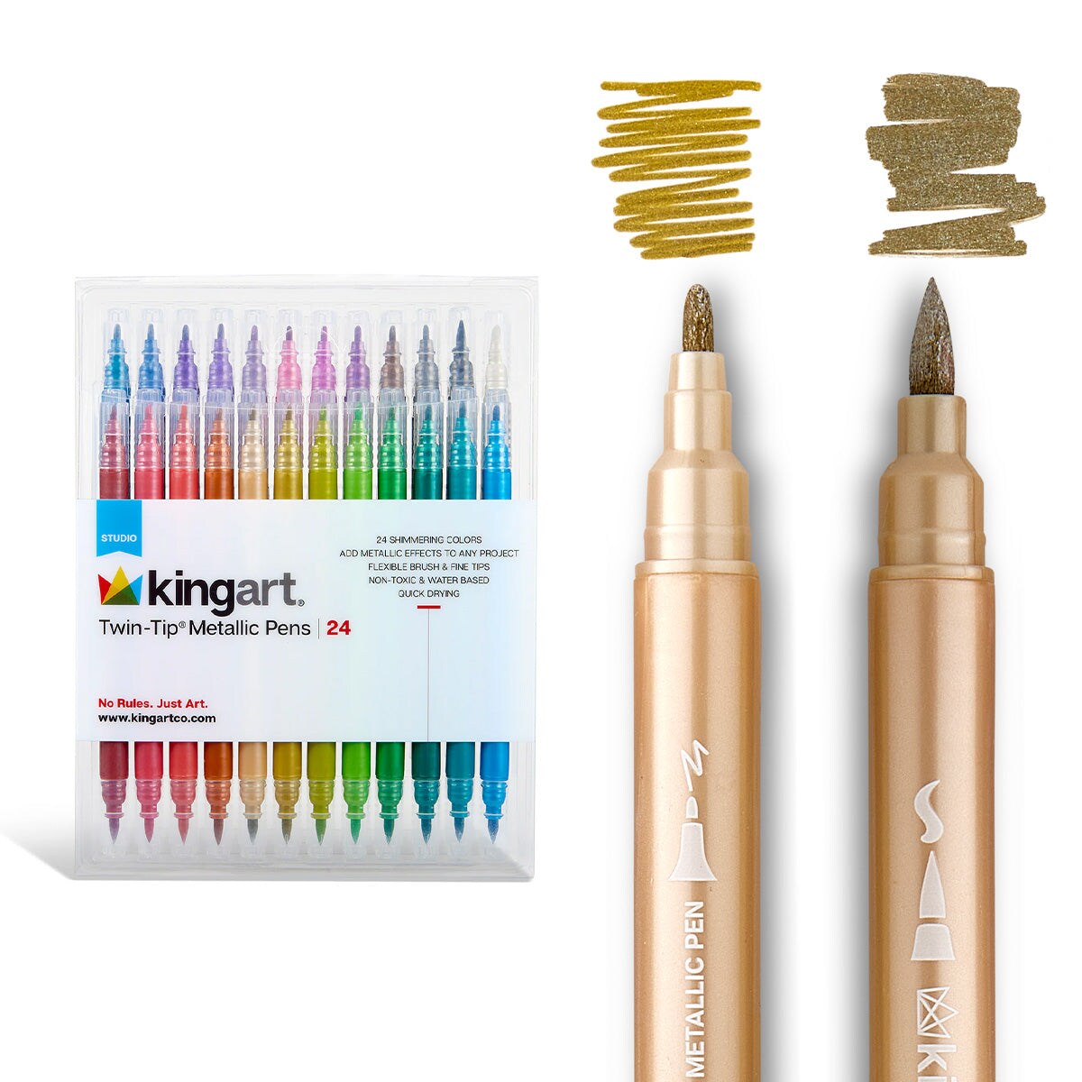 KINGART&#xAE; Twin-Tip&#x2122; Metallic Pens 24 Colors