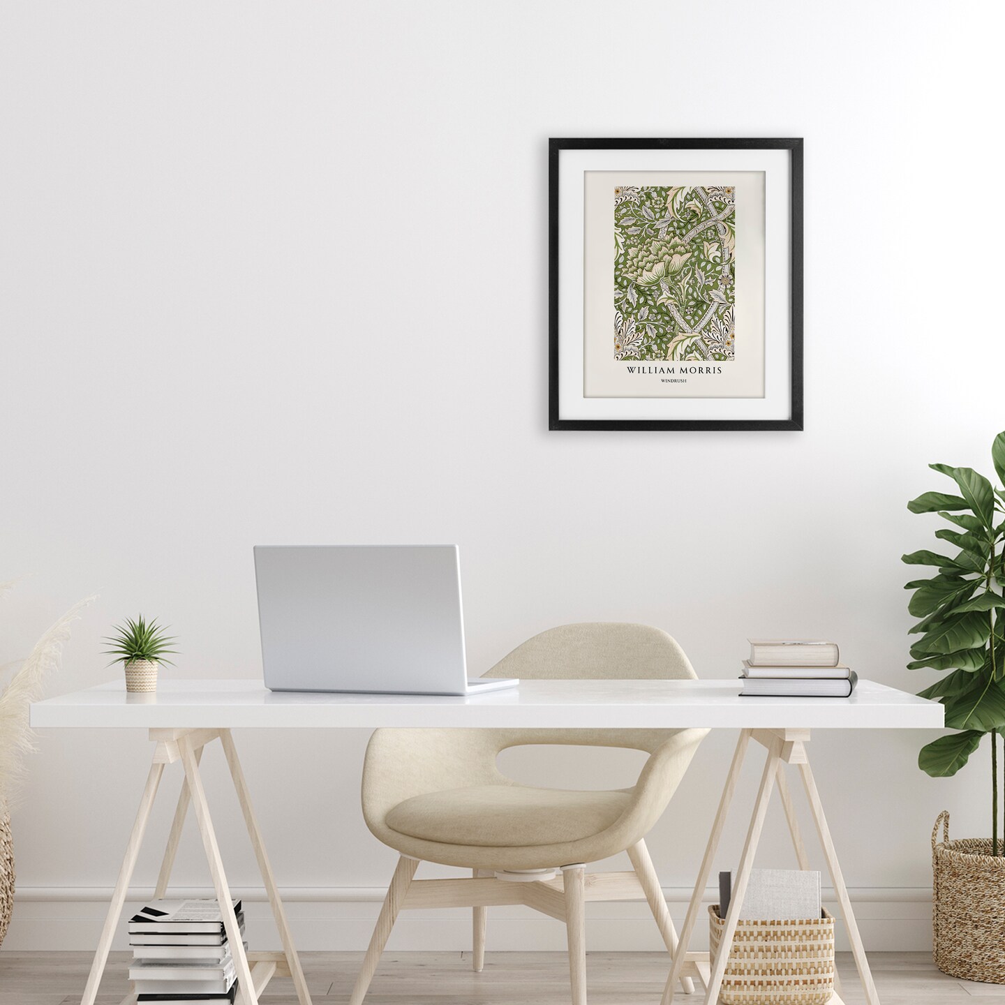 Stupell Industries William Morris Windrush Pattern Black Framed Print Under Glass, design by Vintage Hustle