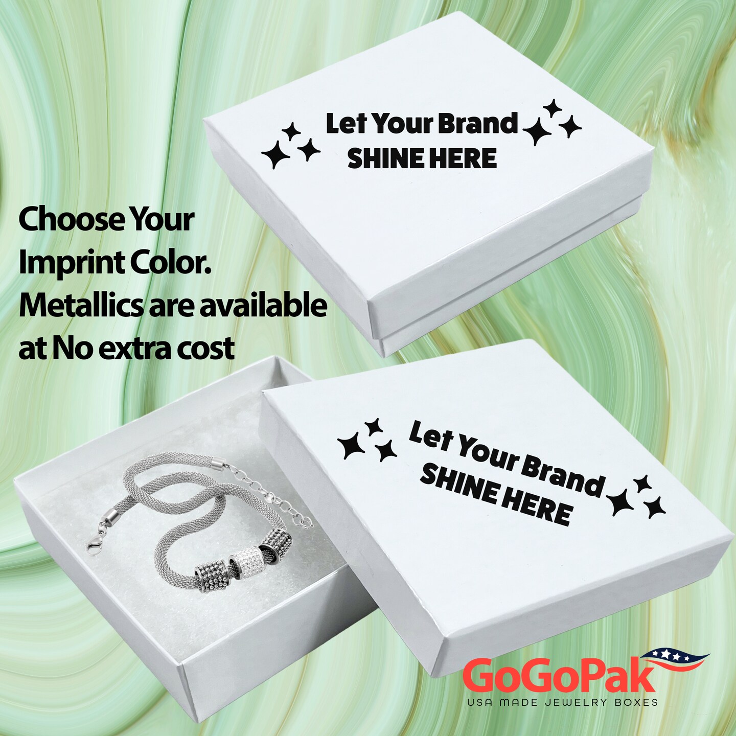 MADE IN USA - 100 Boxes - Gloss White Jewelry Boxes with Cotton Filling - 3.5&#x22;x3.5&#x22;x7/8&#x22;