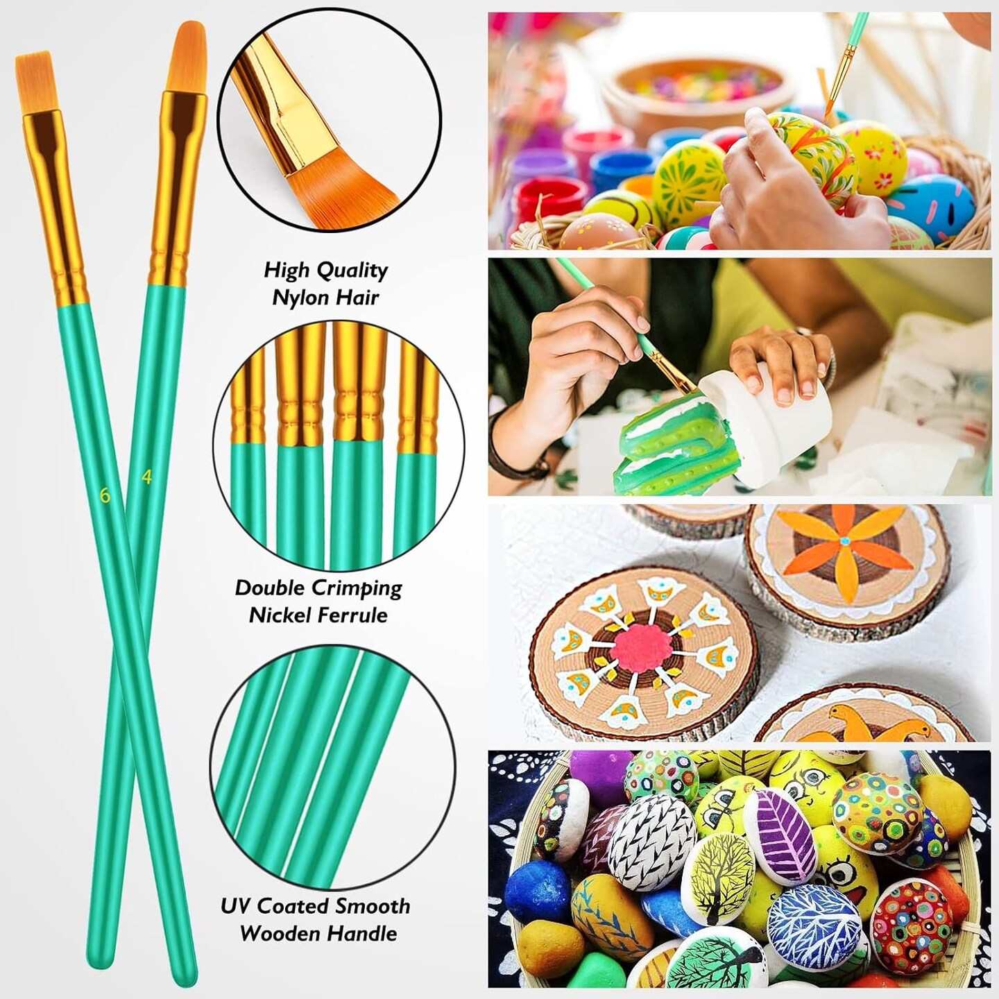 Paint Brush Set, 10 Pcs Paint Brushes for Acrylic Painting, Round Pointed Tip Detail Small Paint Brush