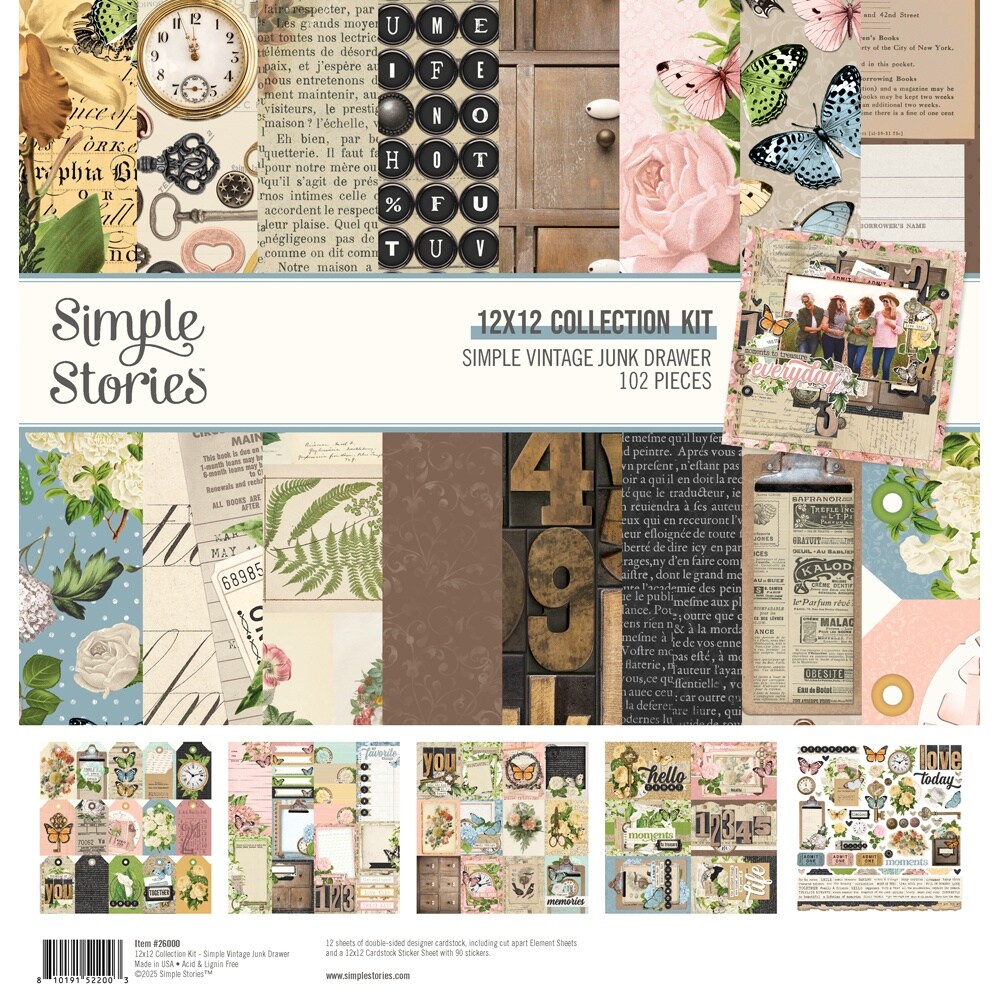 Simple Stories Double-Sided Cardstock Collection 12"x12"-Simple Vintage Junk Drawer