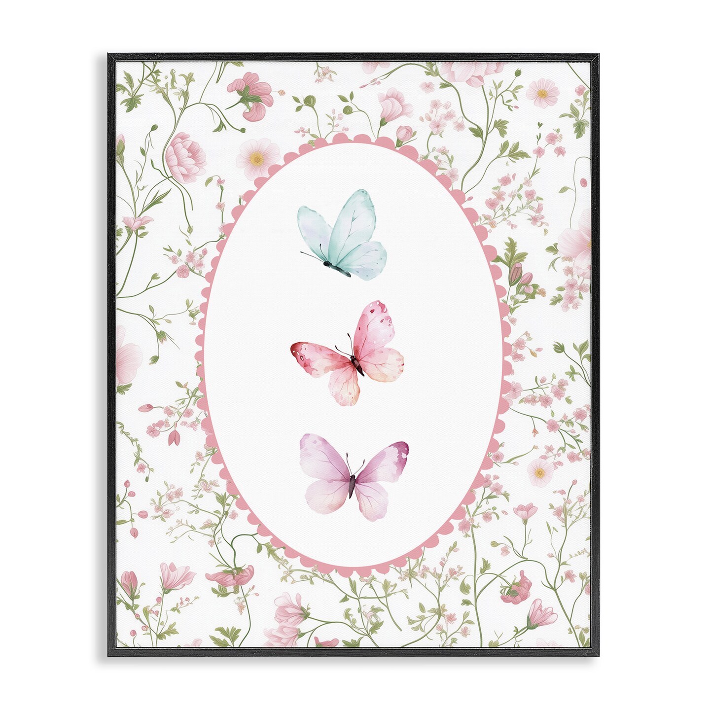 Stupell Industries Delicate Florals & Butterfly Framed Giclee, design by Christine Simpson Art