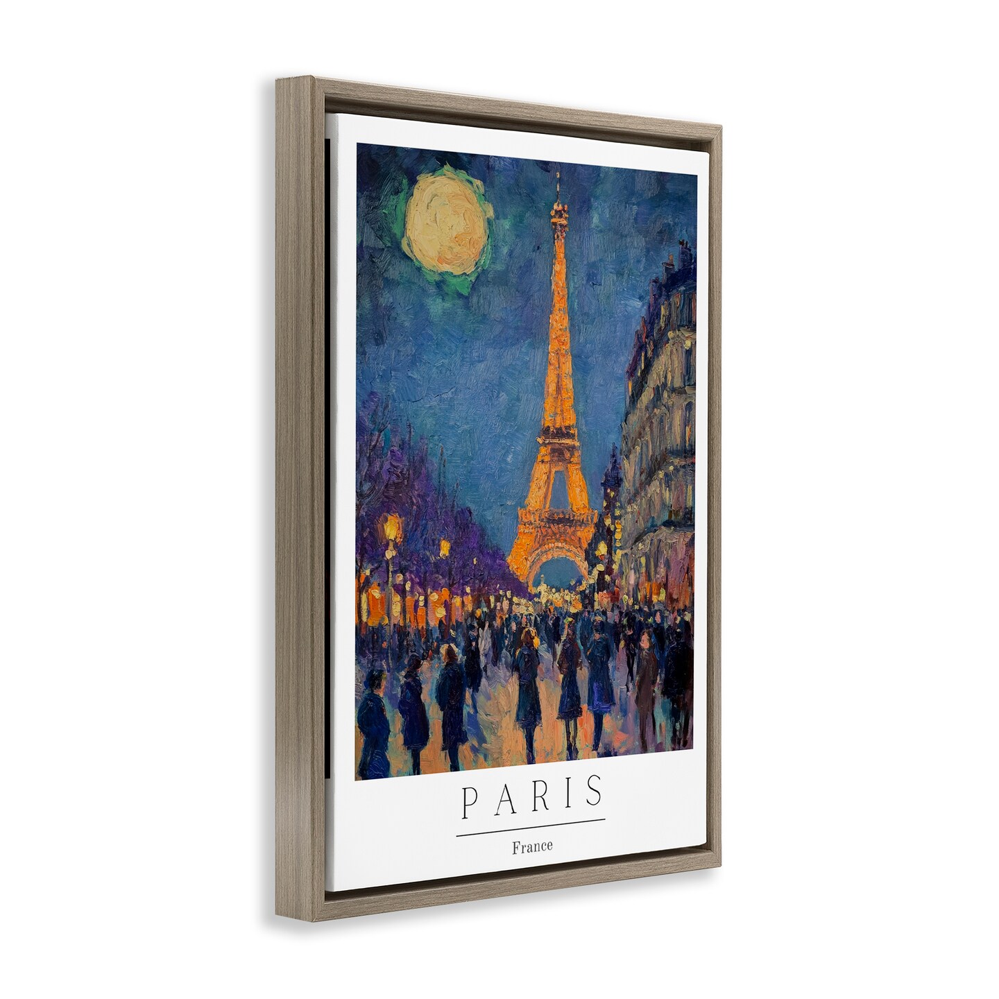 Stupell Industries Vintage Paris Streets Night Floating Frame, design by Petal Prints Design
