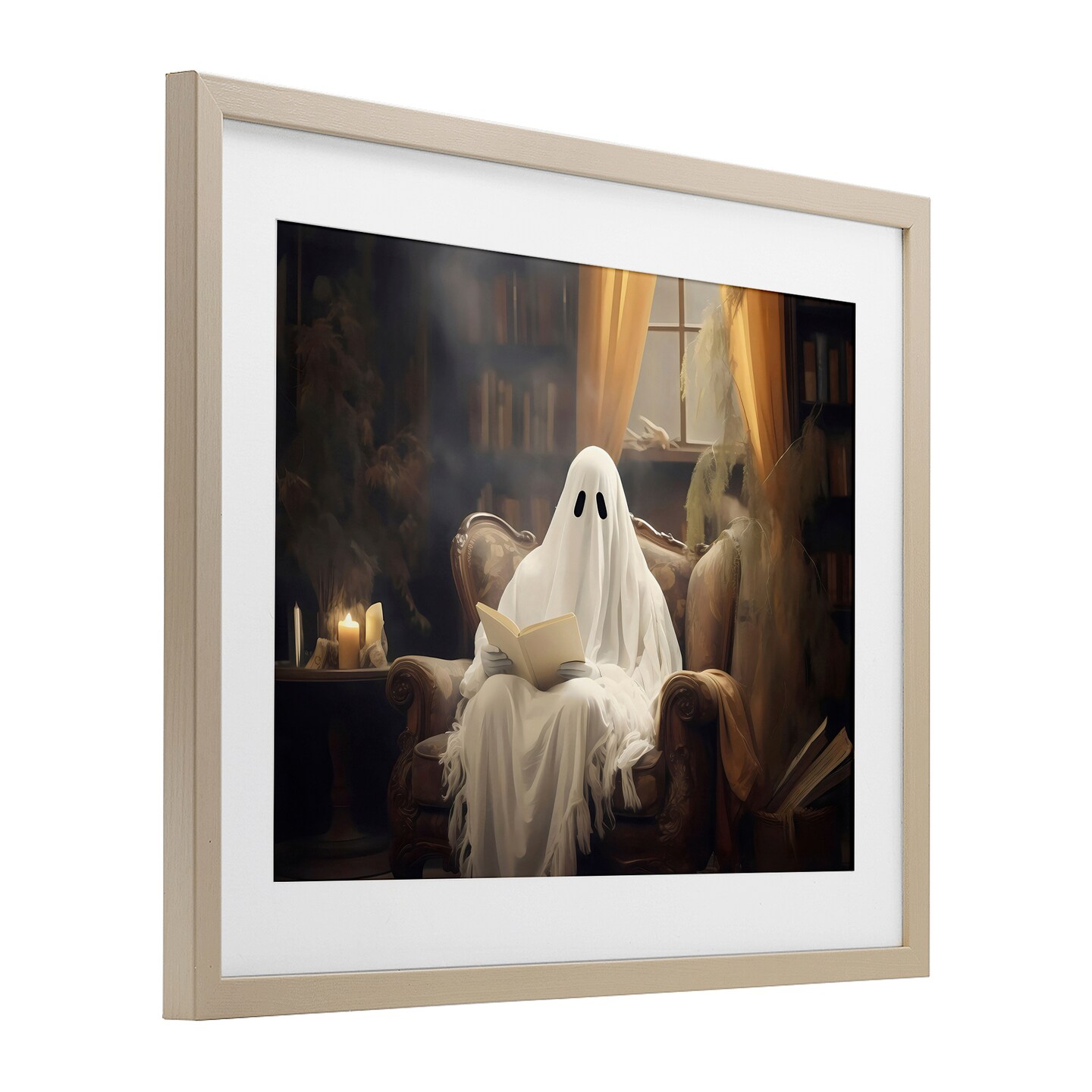 Stupell Industries Peaceful Reading Ghost Framed Print Under Glass, design by LSR Design Studio