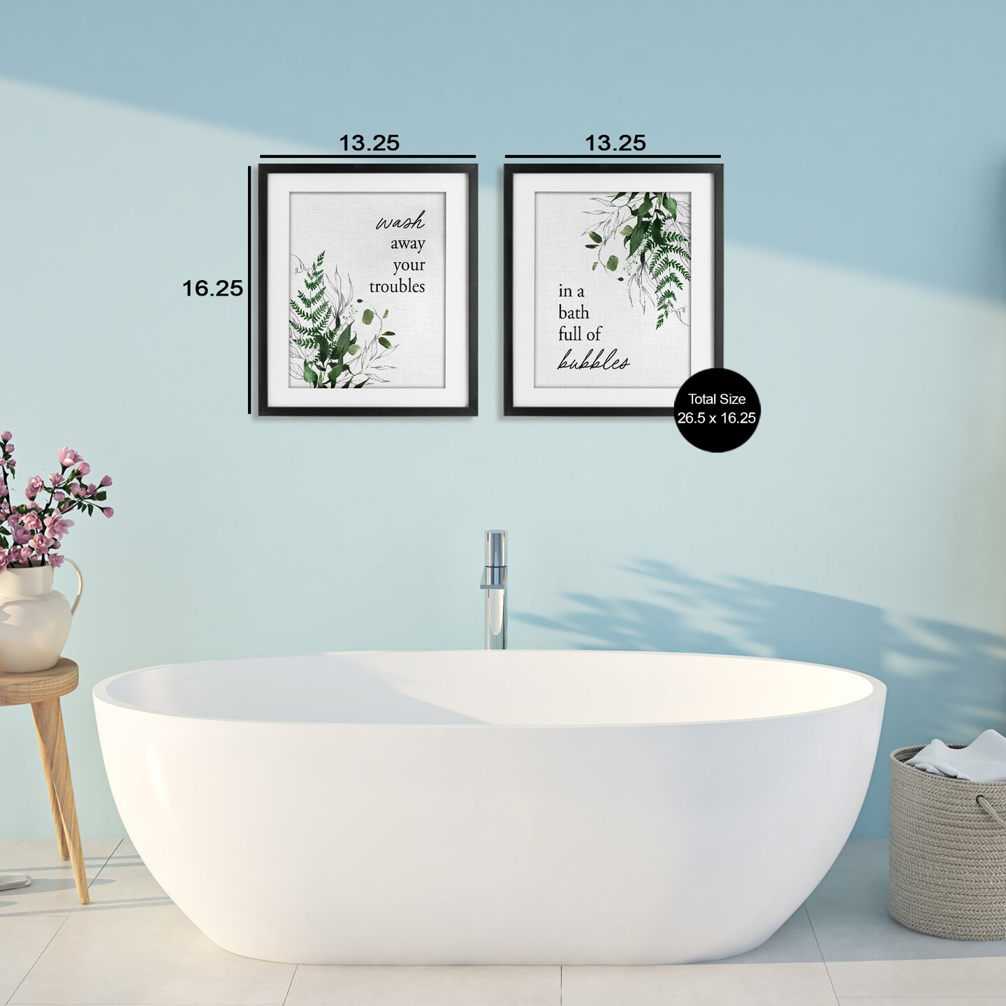 Stupell Industries Bubble Bath with Forest Foliage 2pc Framed Print Under Glass Set, design by Lettered and Lined