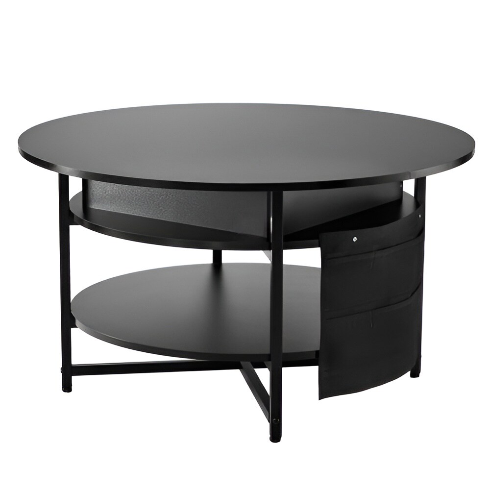 Lift Top Coffee Table 35 Inch Round Pop Up Table with Storage Pockets for Living Room