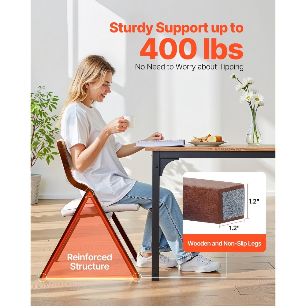 Wooden Folding Chairs with Cushion Portable Foldable Padded Dining Chairs for Kitchen