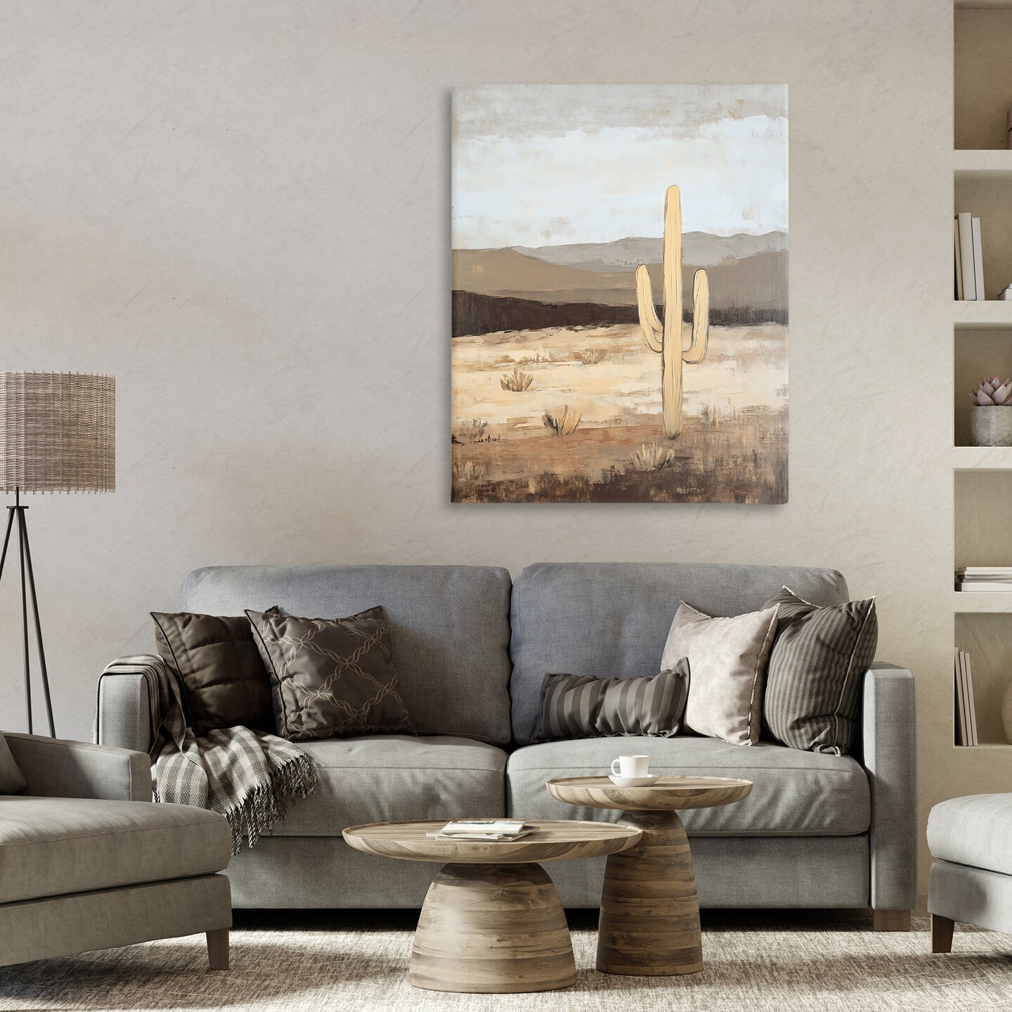 Stupell Industries Neutral Western Scene with Cactus Canvas, design by Franklyn Gregory