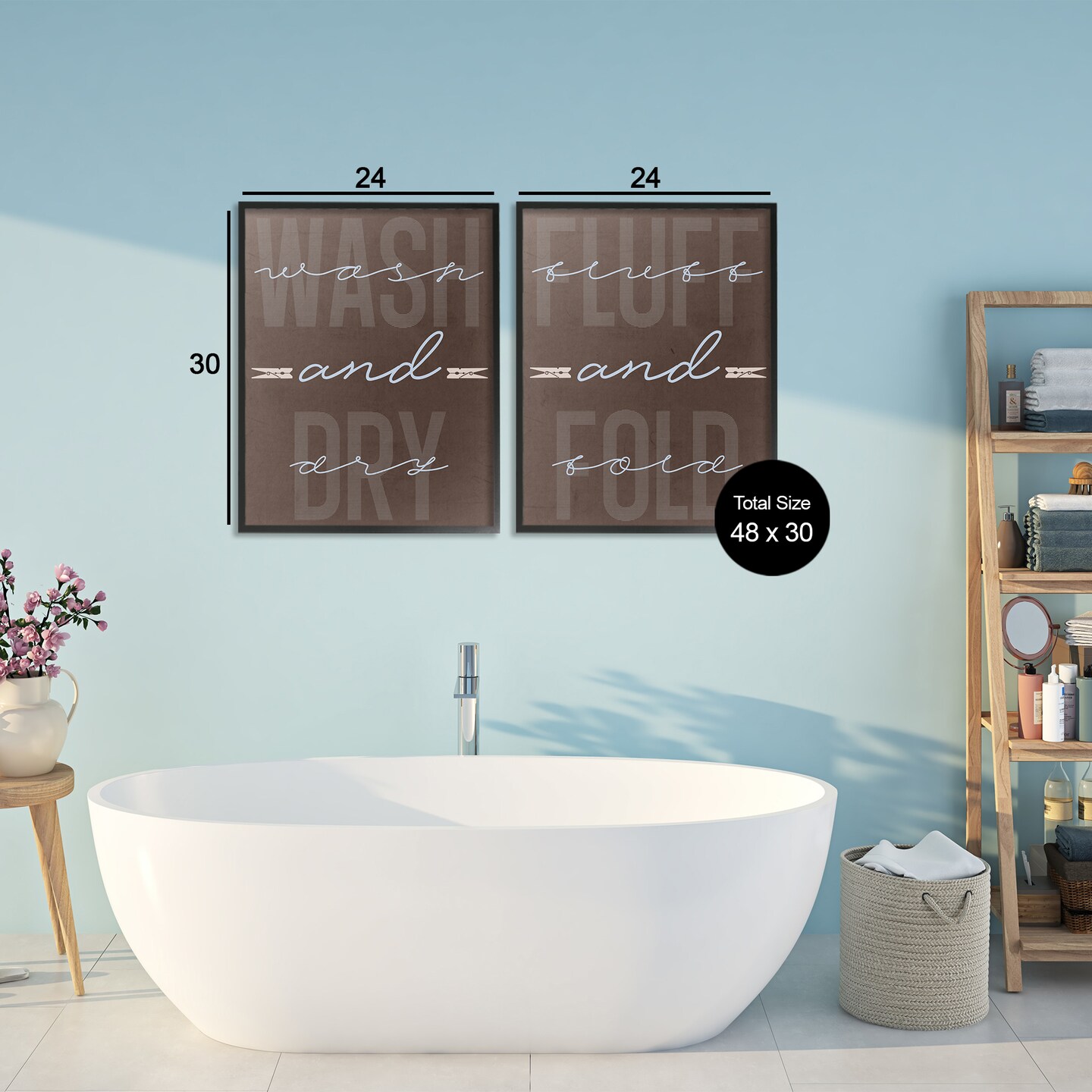 Stupell Industries Laundry Words in Brown 2pc Framed Giclee Set, design by Marcus Prime