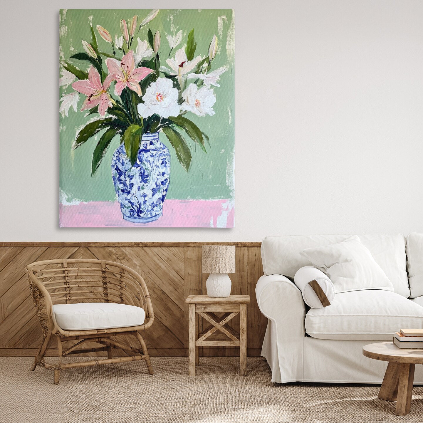 Stupell Industries Lily Cluster in Chinoiserie Vase Canvas, design by Petal Prints Design