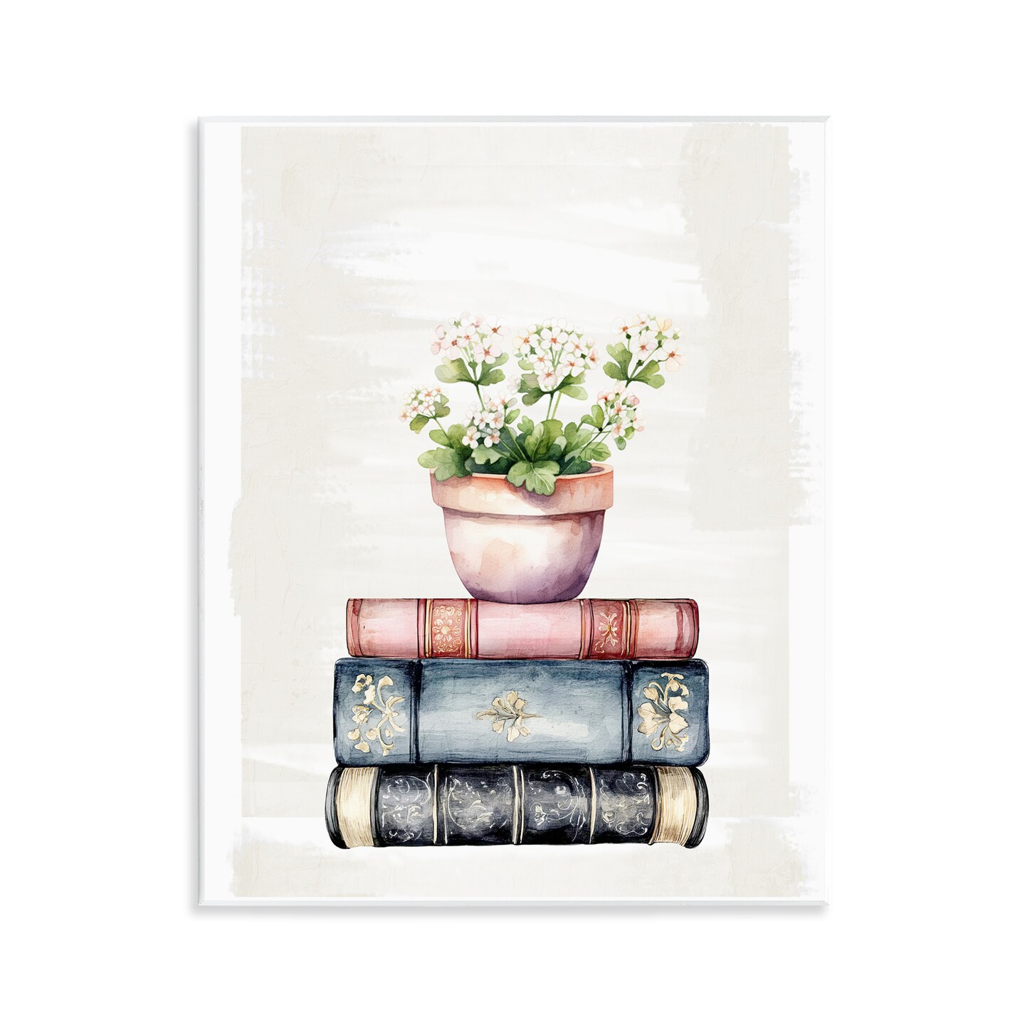 Stupell Industries Floral Stacks with Vintage Books Wall Plaque, design by Kim Allen