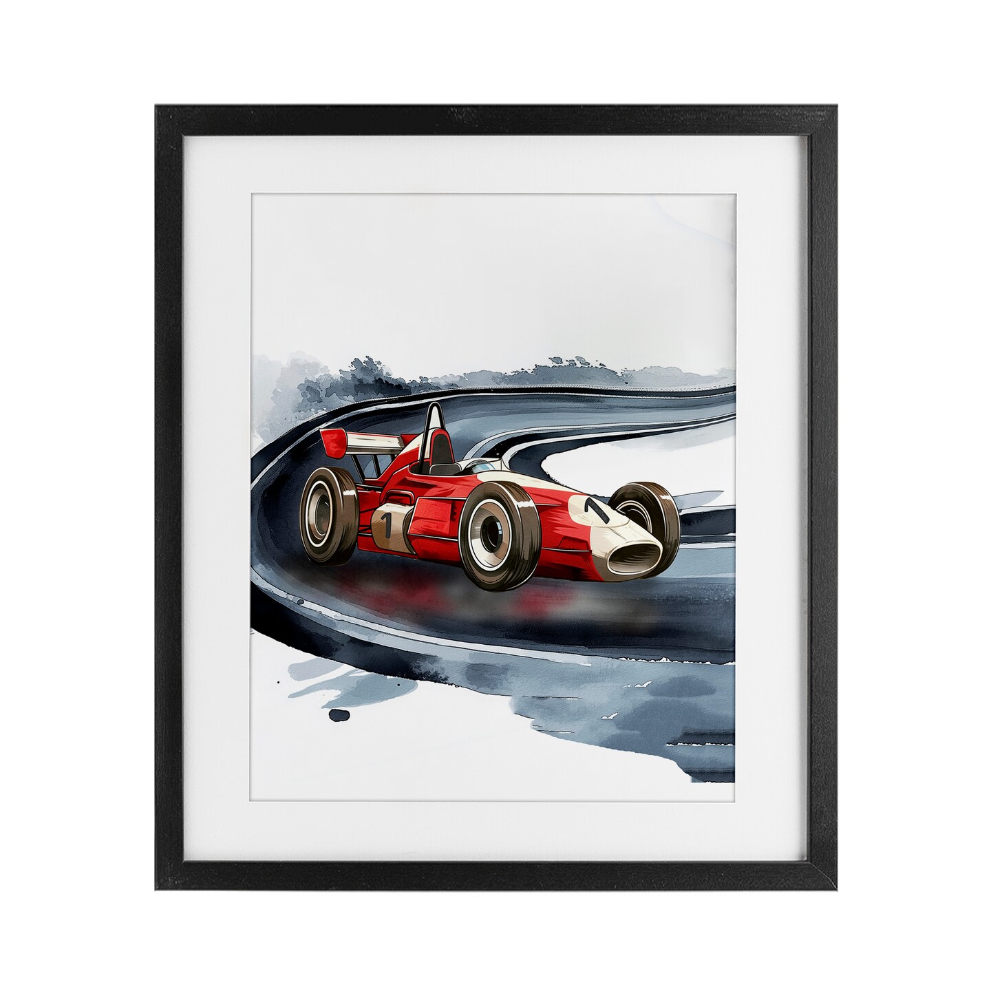 Stupell Industries Race Day F1 Car Framed Print Under Glass, design by Christine Simpson Art