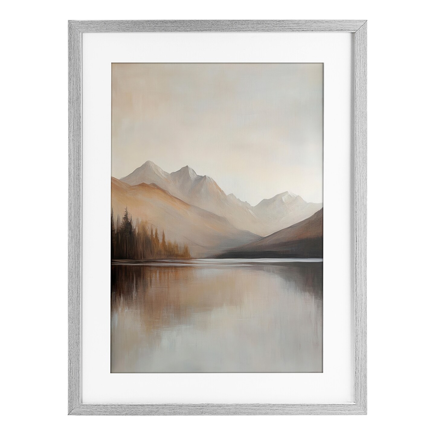Stupell Industries Muted Lake Neutral Landscape Framed Print Under Glass, design by Petal Prints Design