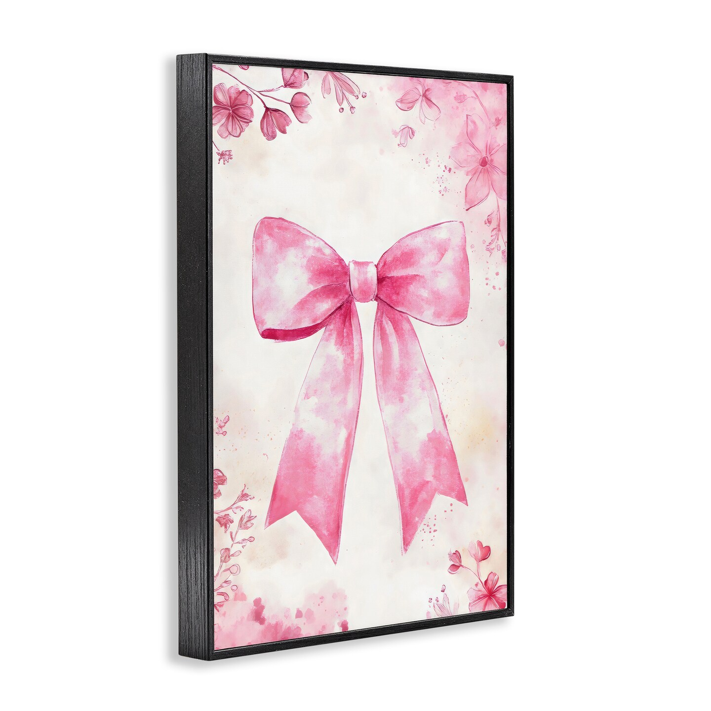 Stupell Industries Whimsical Floral Bow Pink & Beige Framed Giclee, design by Creative Studio