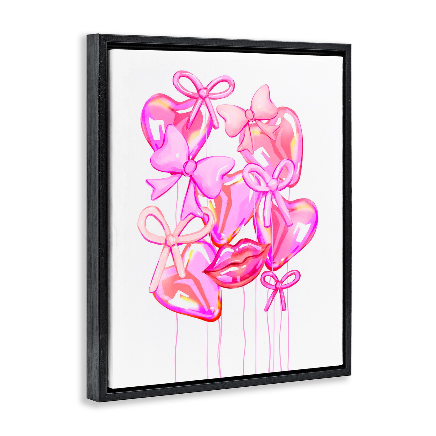 Stupell Industries Pink Heart and Bow Balloons Floating Frame, design by Ziwei Li