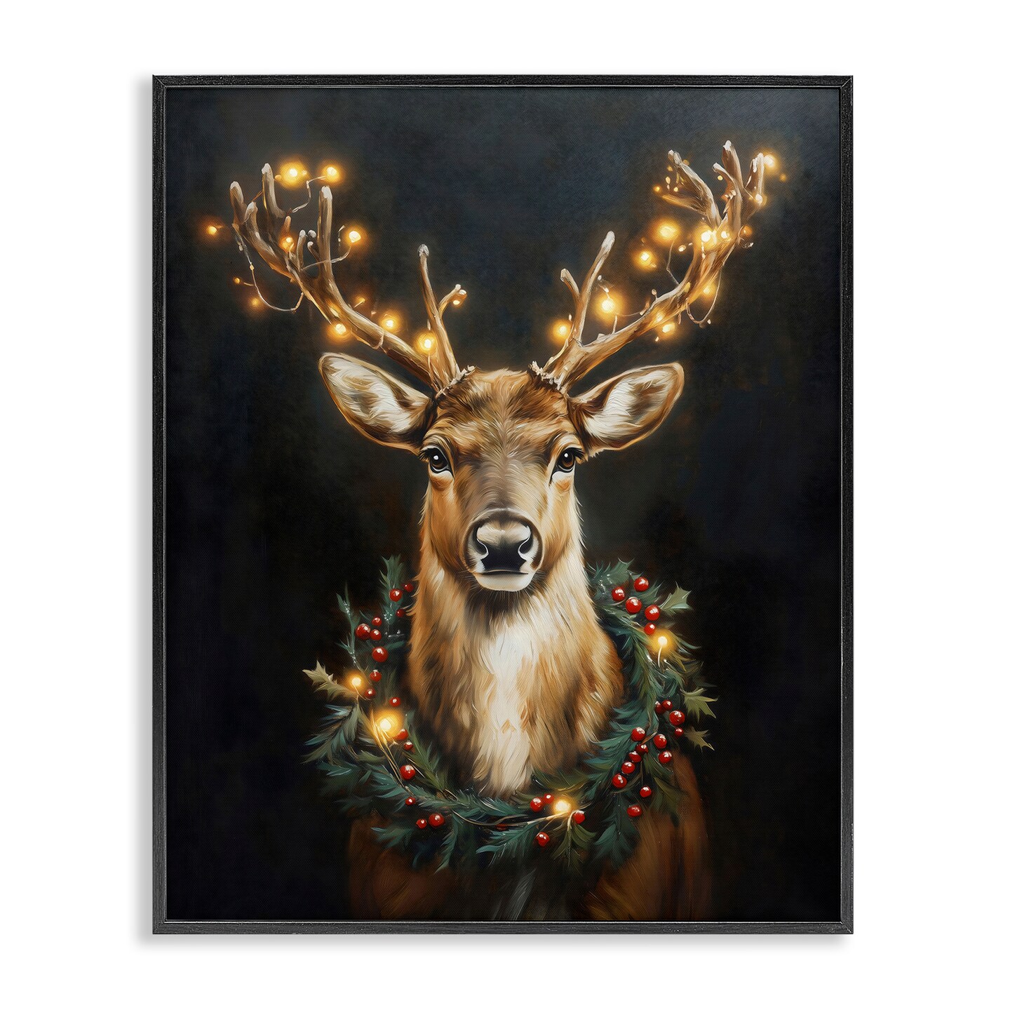 Stupell Industries Illuminated Deer & Wreath Framed Giclee, design by Arlington Prints