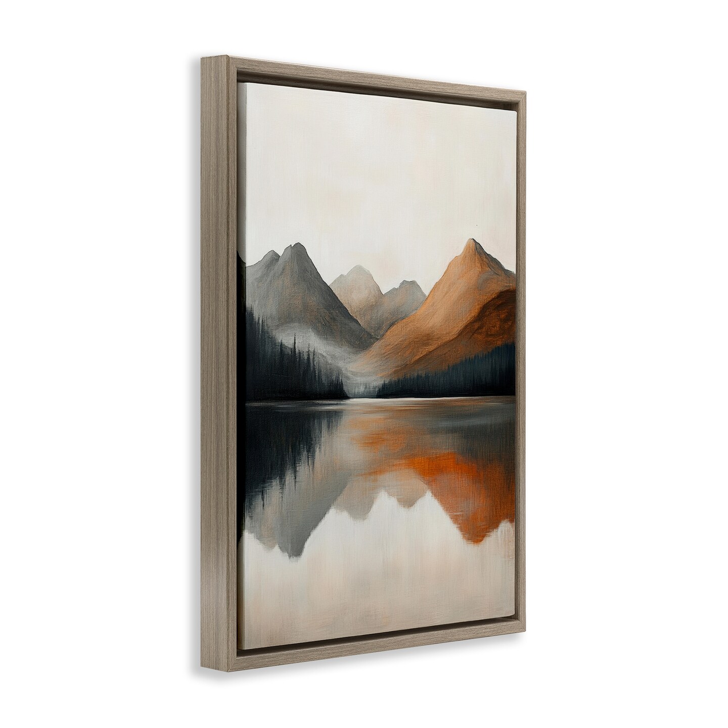 Terracotta Reflection Abstract Landscape Floating Frame Canvas Art
