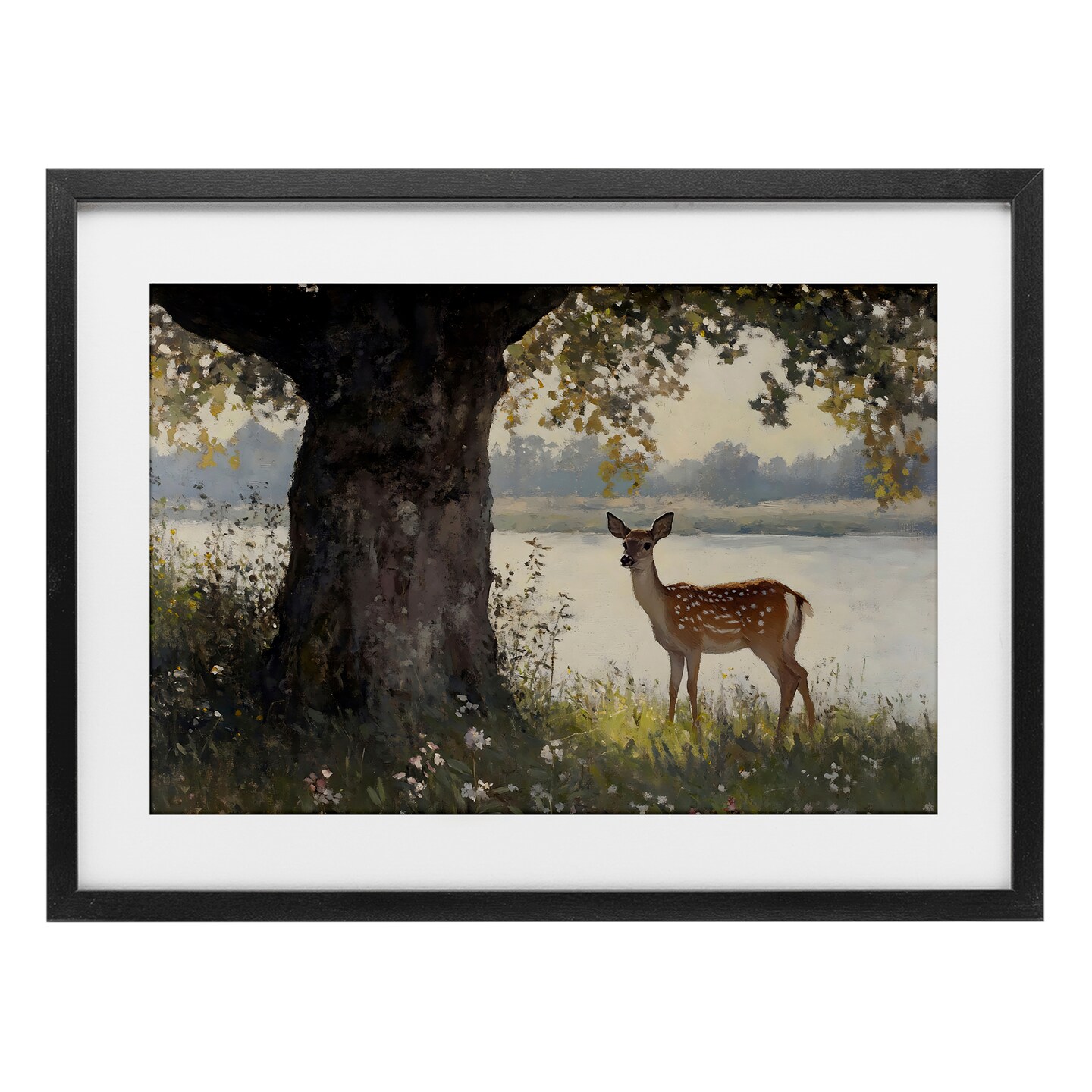 Stupell Industries Spotted Doe by Lake Framed Print Under Glass, design by Franklyn Gregory