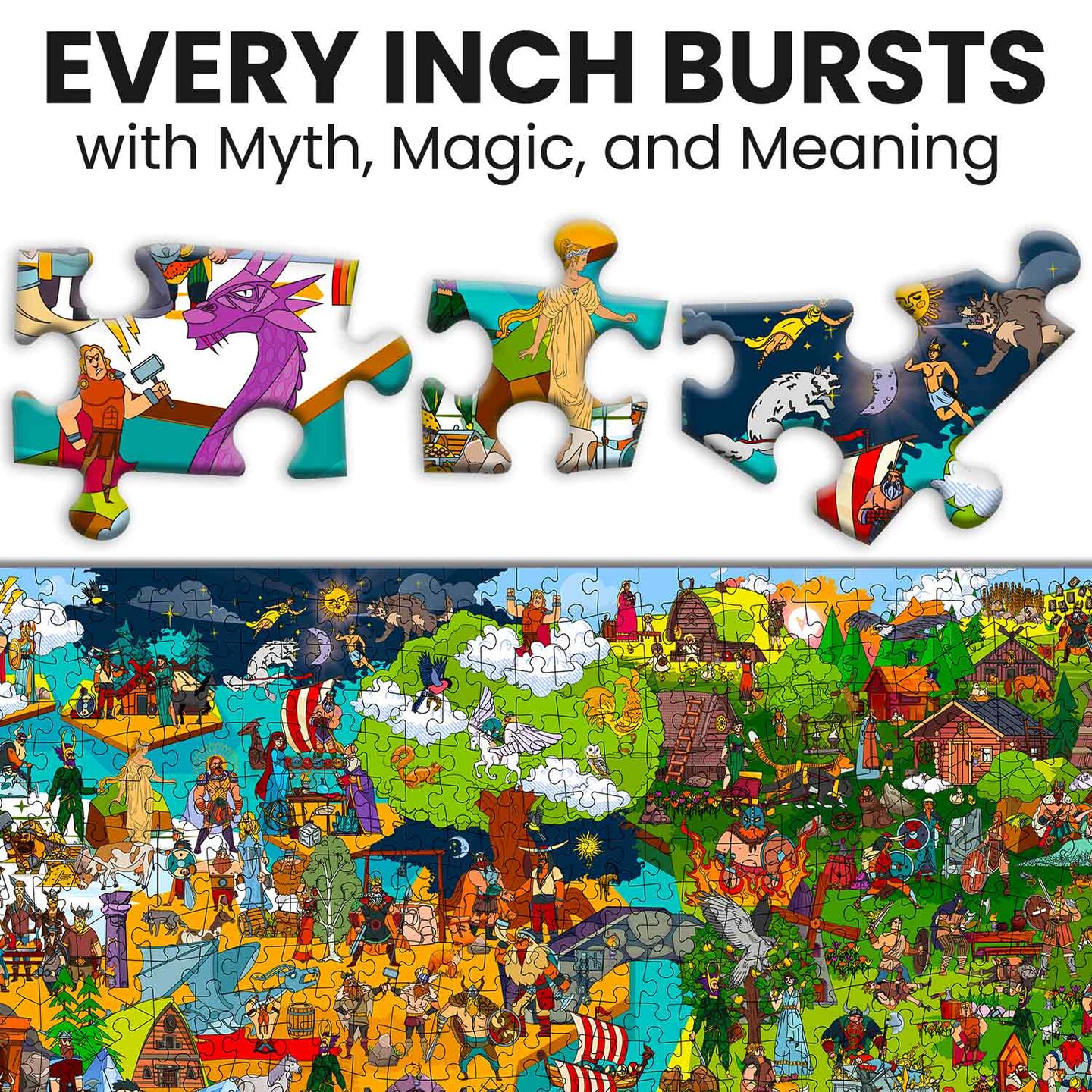 QUOKKA 1000 Piece Puzzle for Adults Norse Gods – Adult Puzzles with Secret Tasks & Immersive Audio Story of Ancient Myths and Legends for Deep Relaxation for Challenge Puzzle Lovers