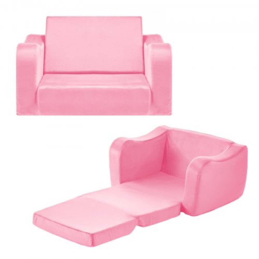 Foldable Kids Sofa with 28D Foam, Plush Fabric and Nap Bed Feature