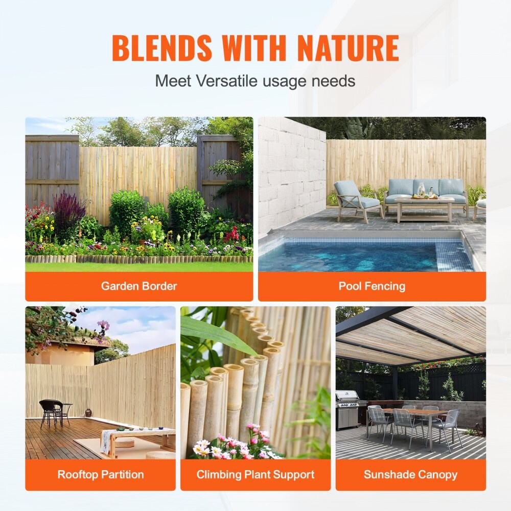Natural Rolled Wicker Fence Decorative Privacy Screen for Garden Patio Balcony Pool