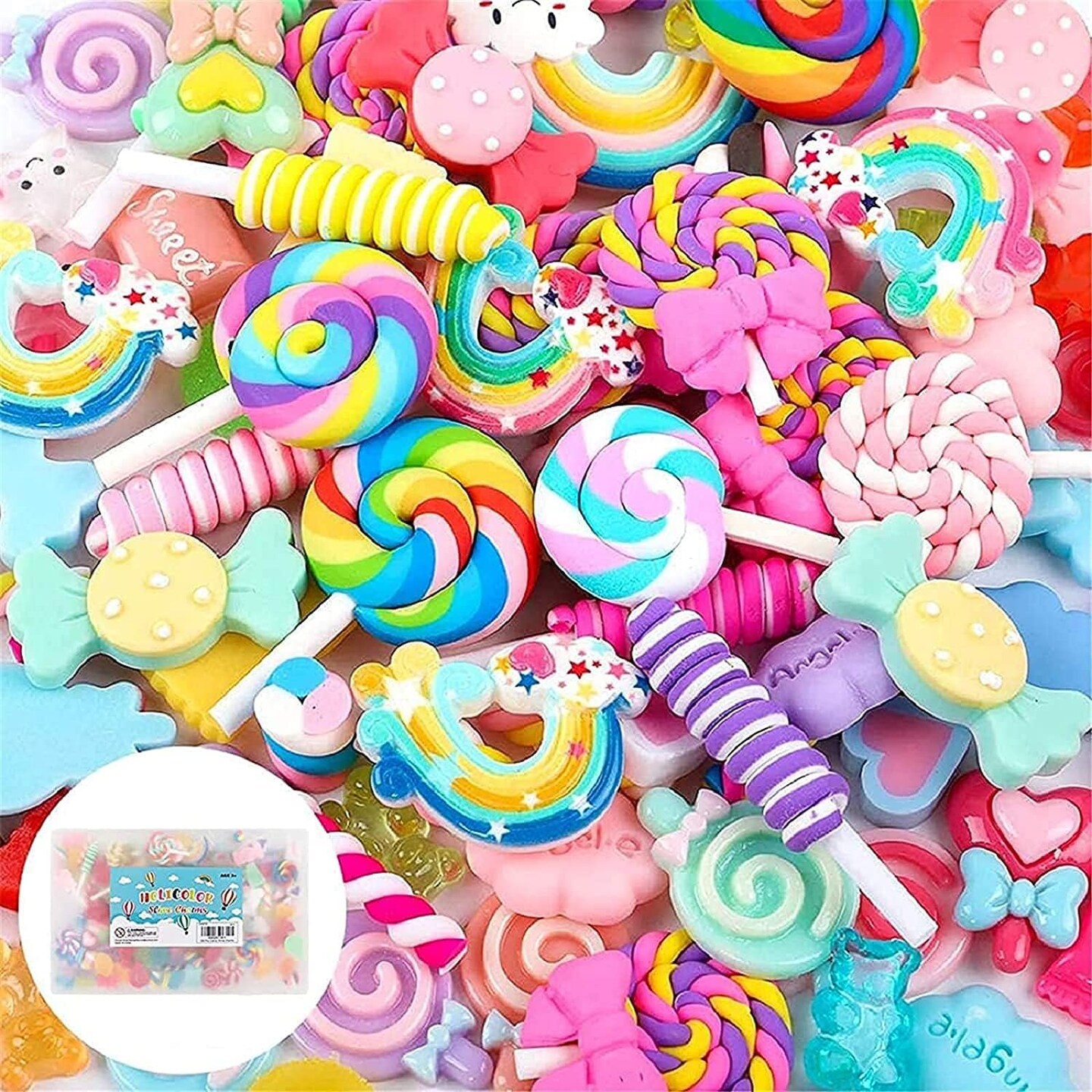 120pcs Slime Charms Resin Fake Candy Charms