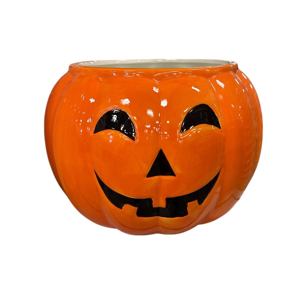 9" Orange Ceramic Jack-o'-Lantern – Smiling Pumpkin Halloween Decor