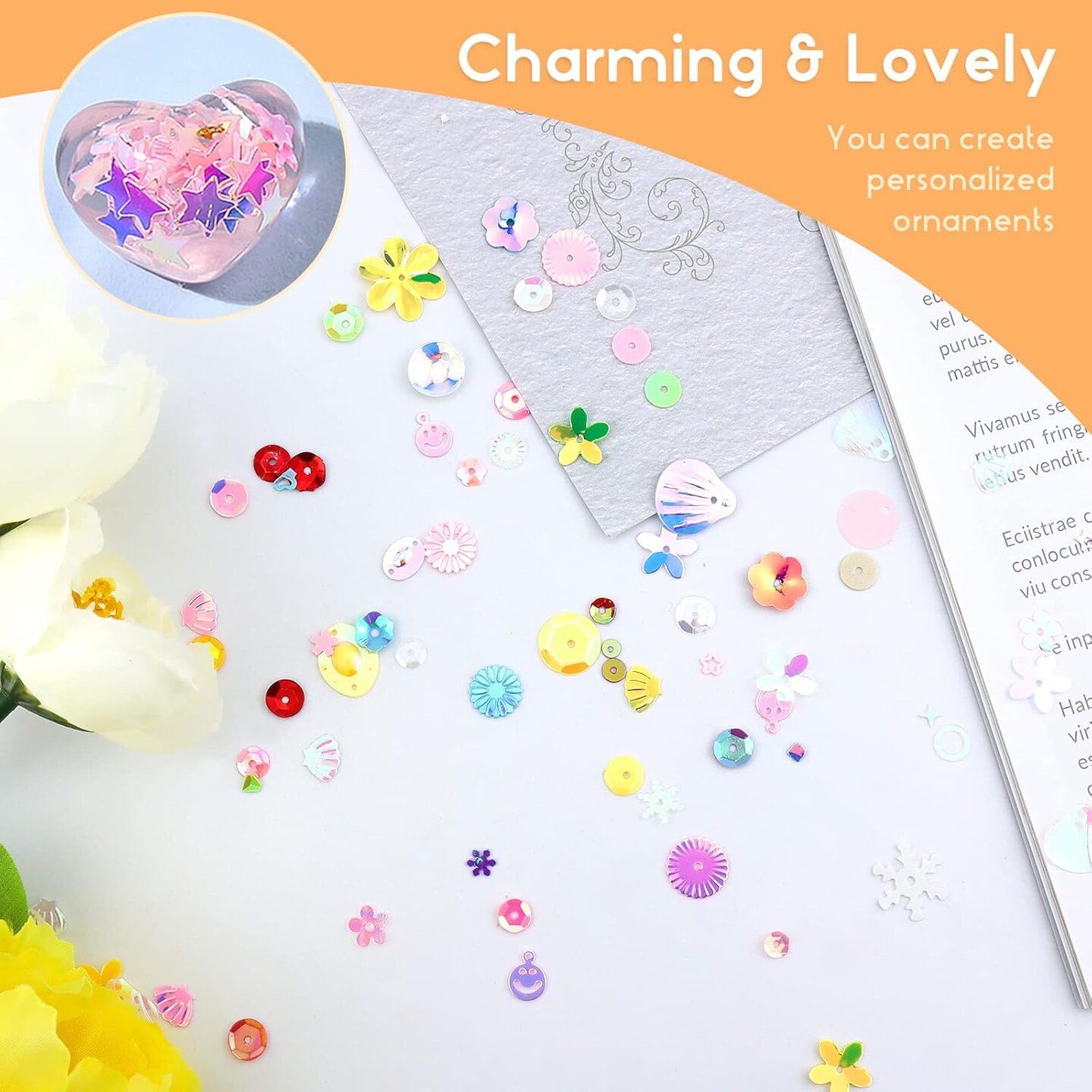 1 Box of Sequins and Spangles for Crafts, Multi Color Sequin Kids