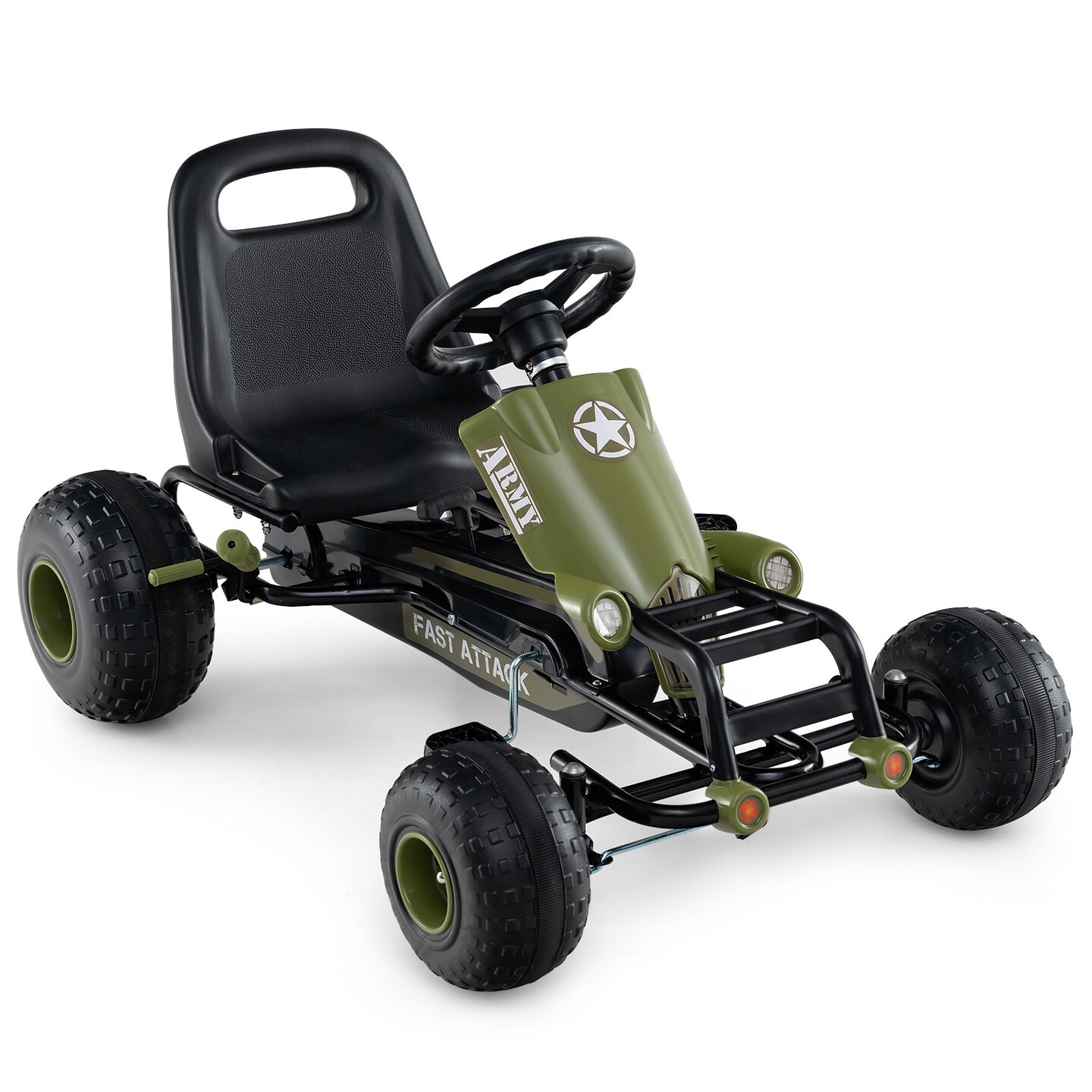 Kids Ride-On Pedal Go Kart with Gear Shifter, Steering and Handbrake