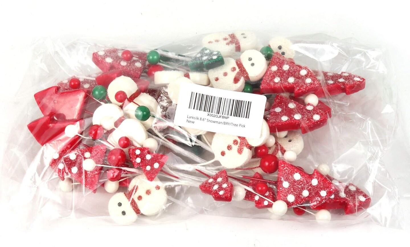 Assorted Snowman Picks with Decorative Berries &#x26; Trees - Festive Holiday Decor Trees, Wreaths, &#x26; Garlands - Gift Wrapping - Christmas Picks - Home &#x26; Office Decor (Set of 12) - 2024 Christmas Collection, Floral Home by Artificial Flowers