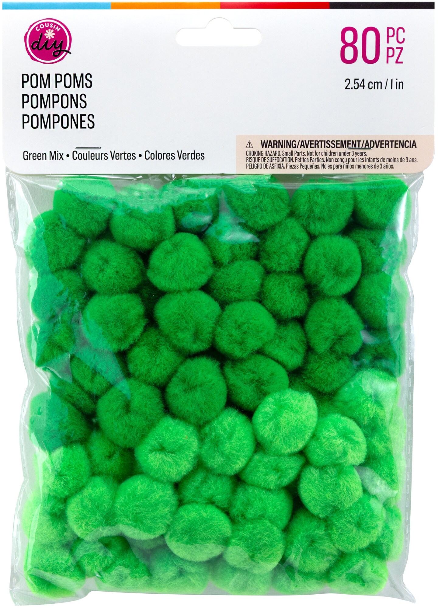 CousinDIY Pom-Poms 1&#x22; 80/Pkg-Green Mix