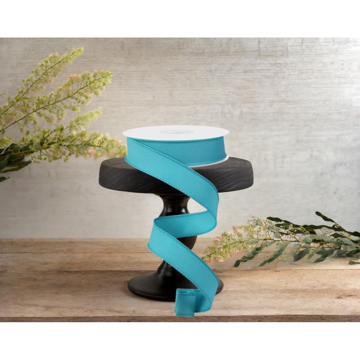 7/8&#x22; Diagonal Weave Ribbon: Turquoise (10 Yards)