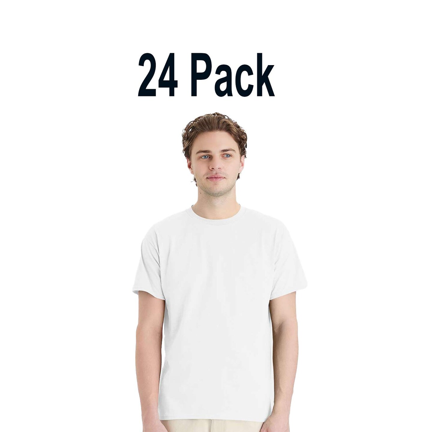 24 pack : Hanes Unisex BCI Cotton Midweight Classic Fit Crewneck Tee For Layering Outfits