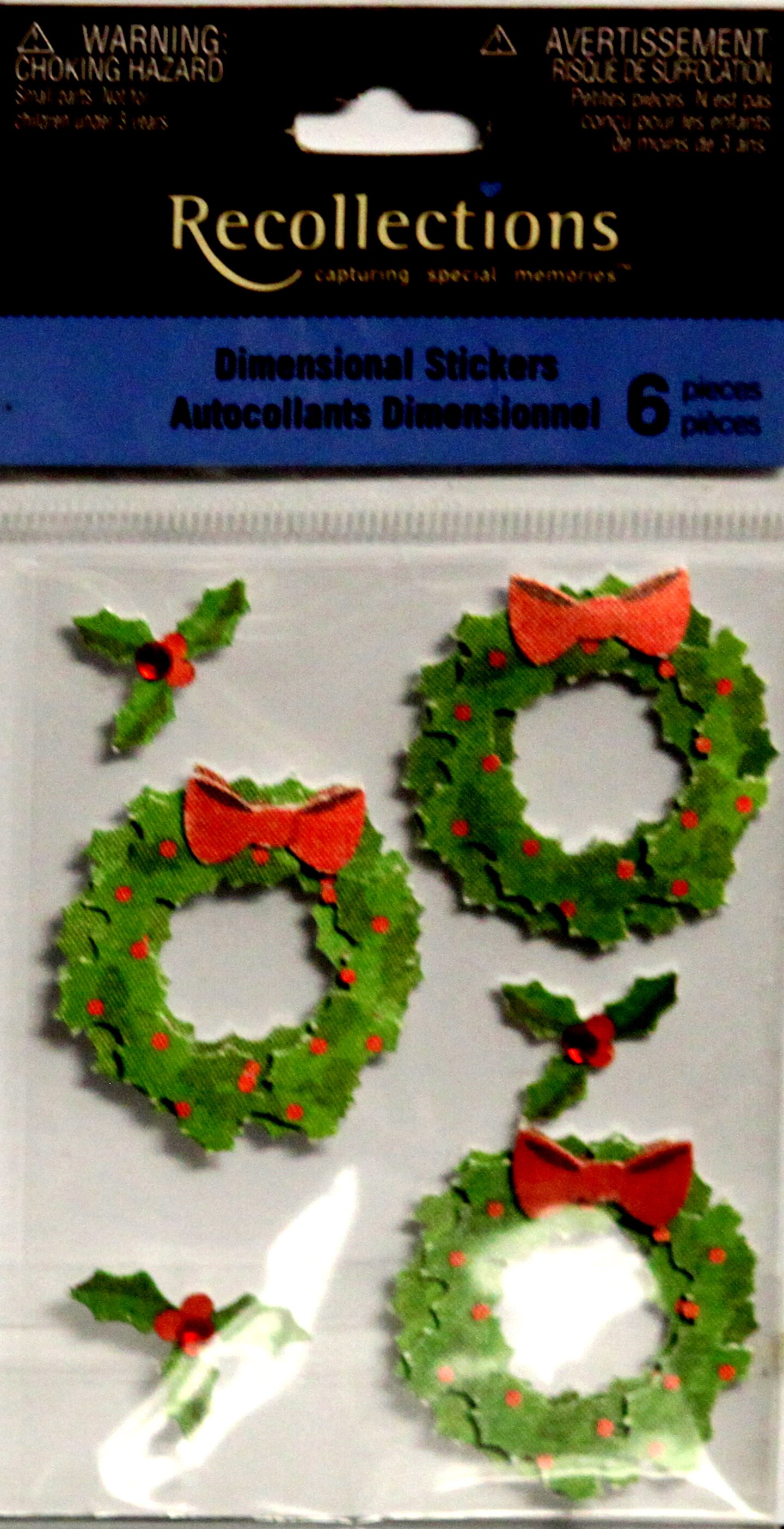Recollections Vintage Christmas Wreaths Dimensional Stickers