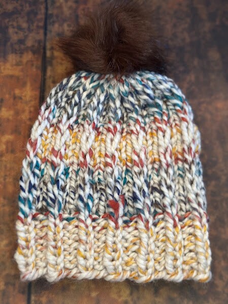 Hand knit wool basic winter outlets hat • variegated colors