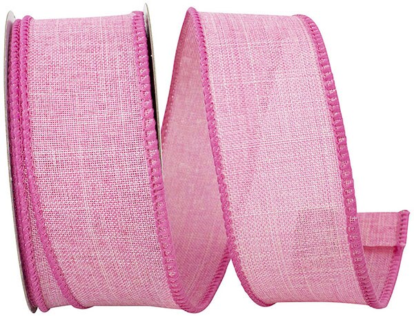 Every Day Linen Value Wired Edge Ribbon -- 1.5" x 10 yards -- Pink Color