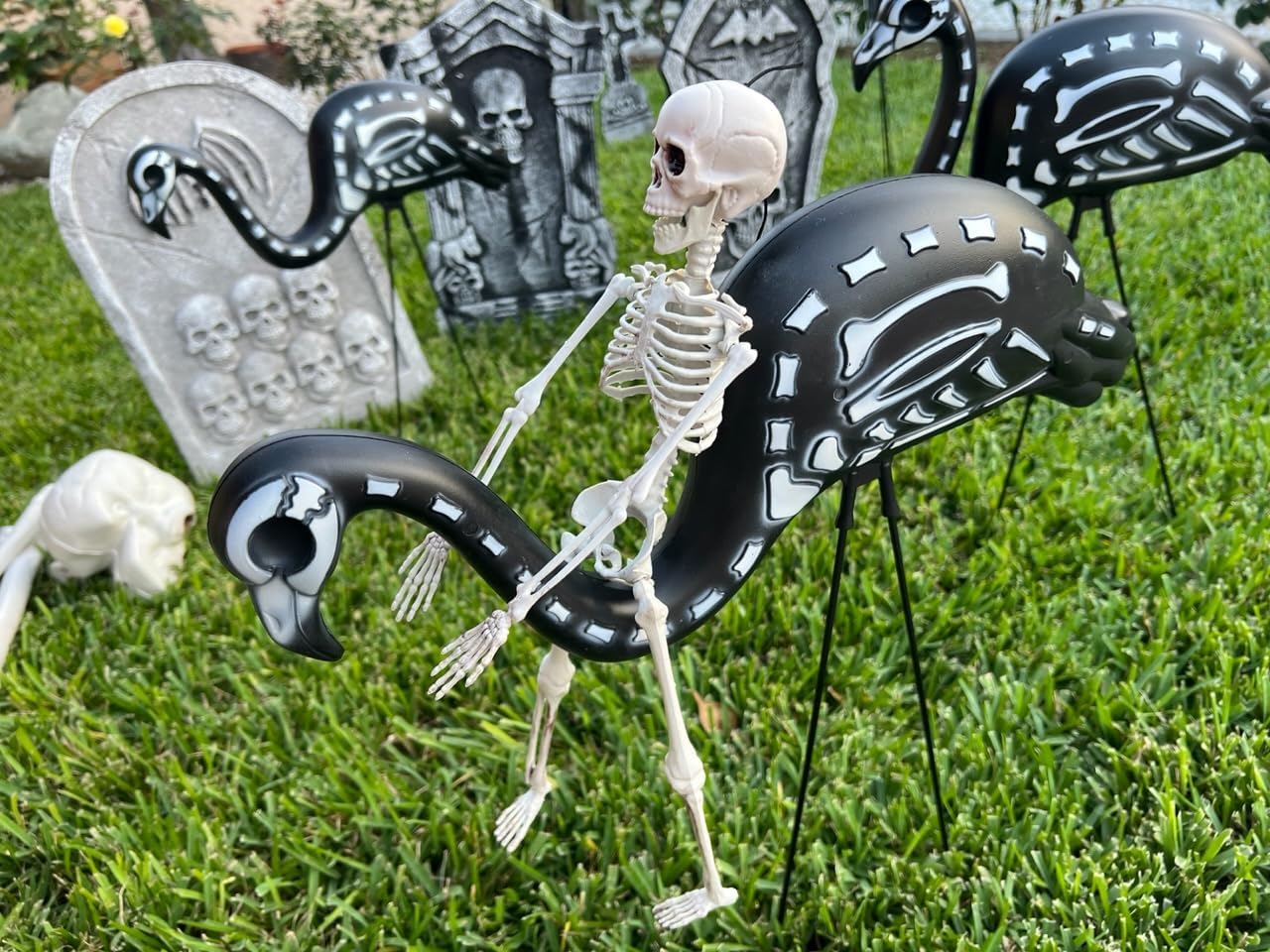 2-Pack Halloween Black Flamingo Skeleton
