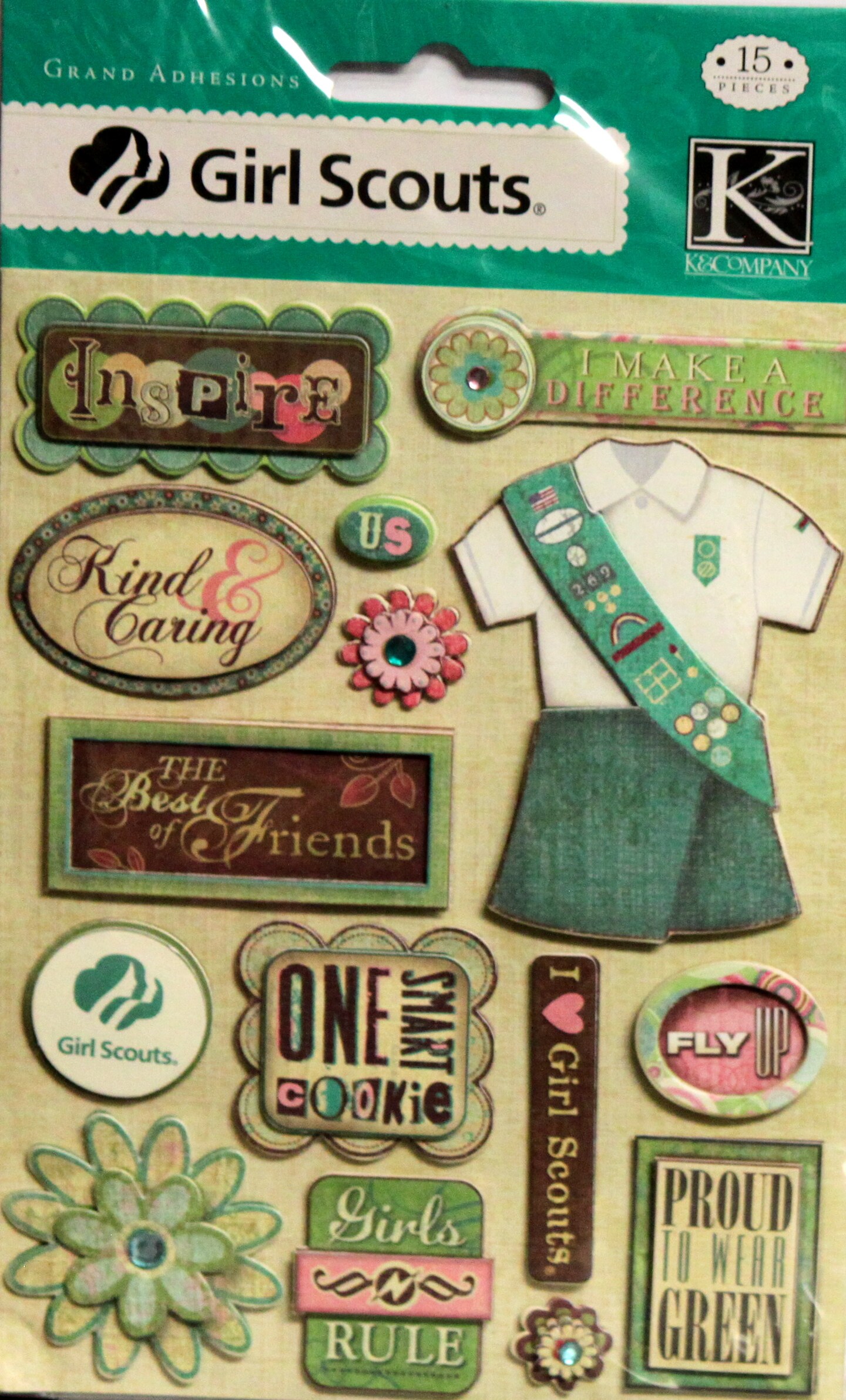 K &#x26; Company Girl Scouts Icons Grand Adhesion Dimensional Stickers