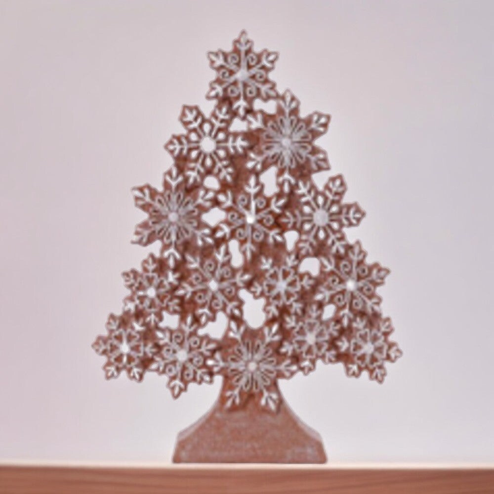 11.85&#x22; Gingerbread Snowflake Christmas Tree Decoration - Intricate Festive Holiday Decor