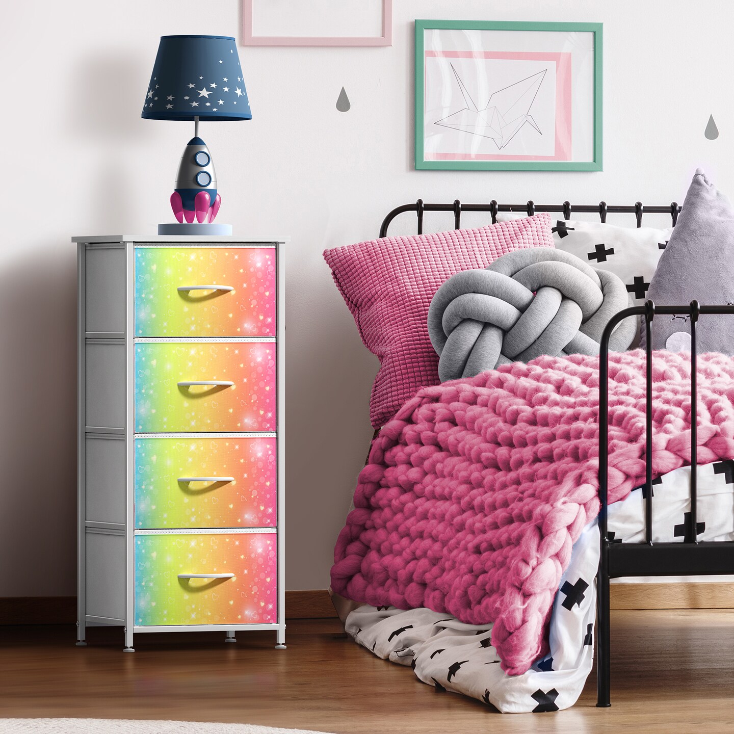 Sorbus Dresser with 4 Drawers - Bedside Furniture & Night Stand End Table Dresser with Steel Frame, Wood Top, Easy Pull Fabric Bins for Home, Bedroom Accessories, Office & Dorm
