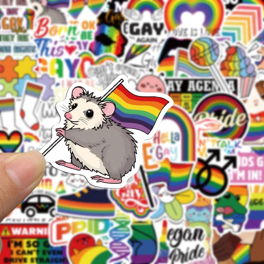 52PCS Pride Stickers Rainbow Stickers LGBTQ Vinyl Sticker Gay Graffiti Sticker for Laptop Pride Decorations Rainbow Accessories