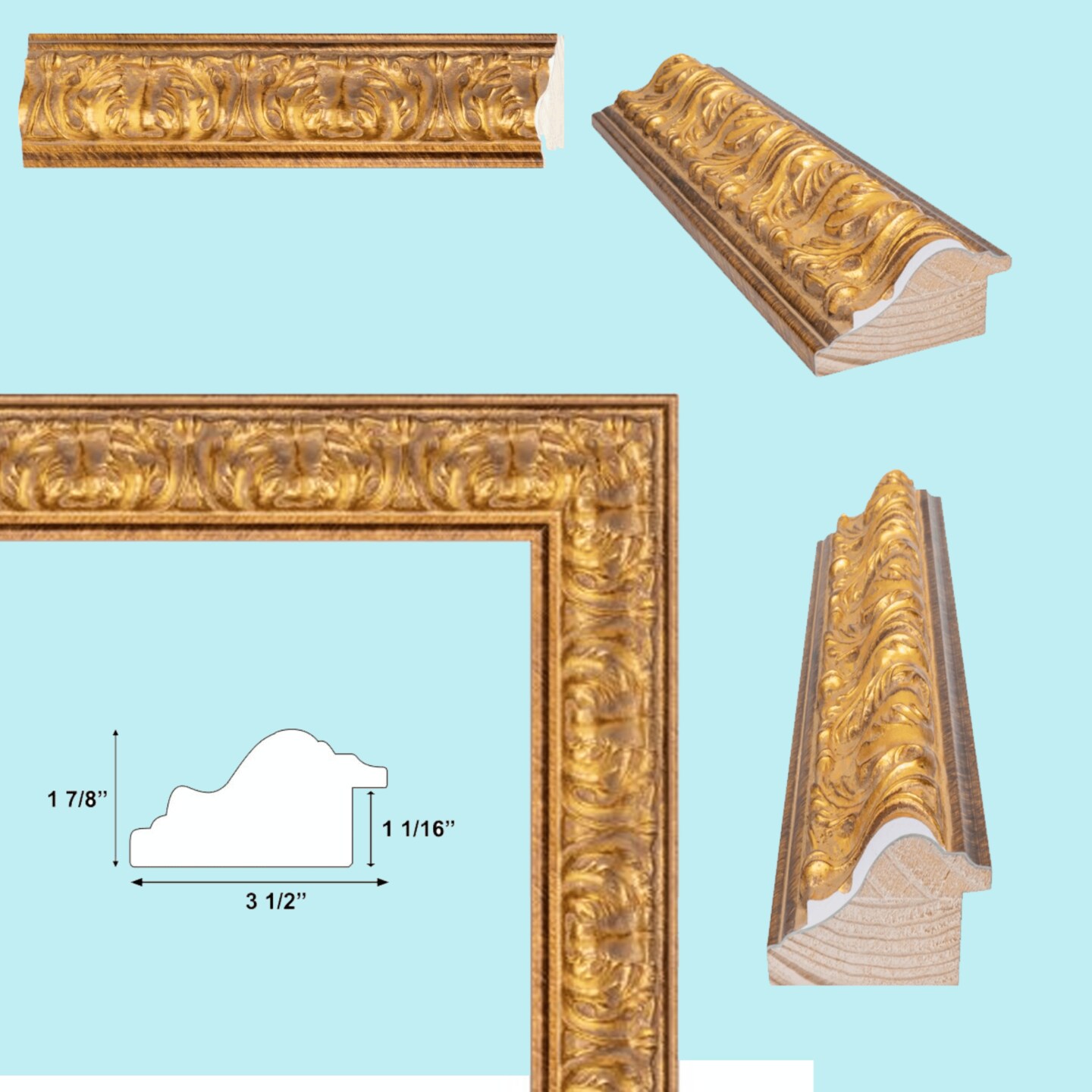 Ornate Wide Antique Gold Picture Frame 11x14 frame