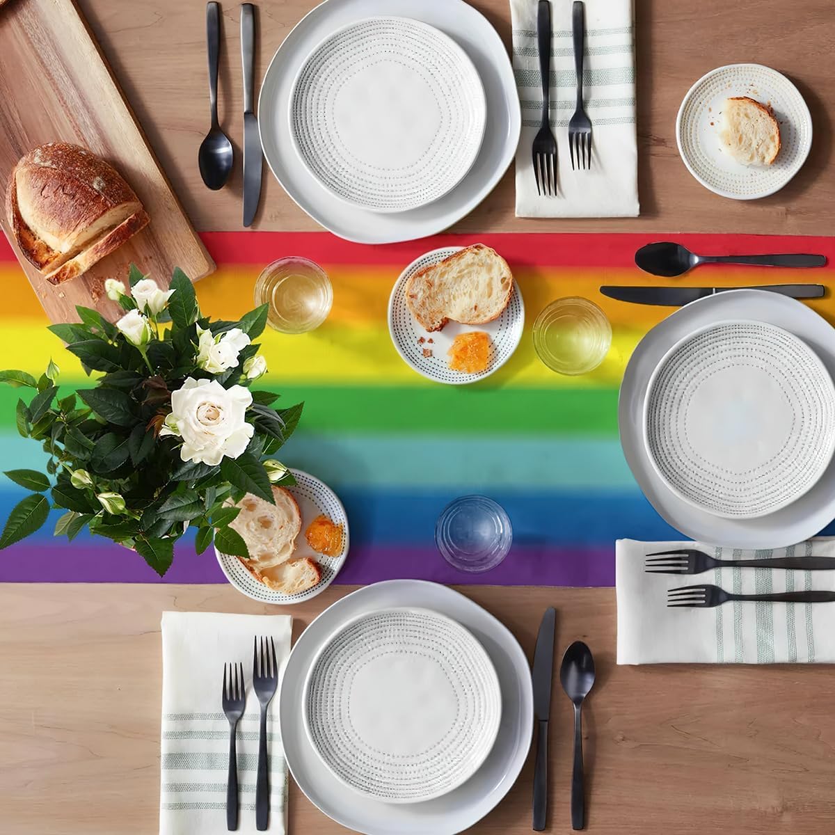 Rainbow Table Runner Pride Day Tablecloth Party Decoration Rainbow Stripes Disposable Table Covers for LGBT Gay Carnival Pride Home Dinning Room Decor Party Supplies 13 x 70 Inch