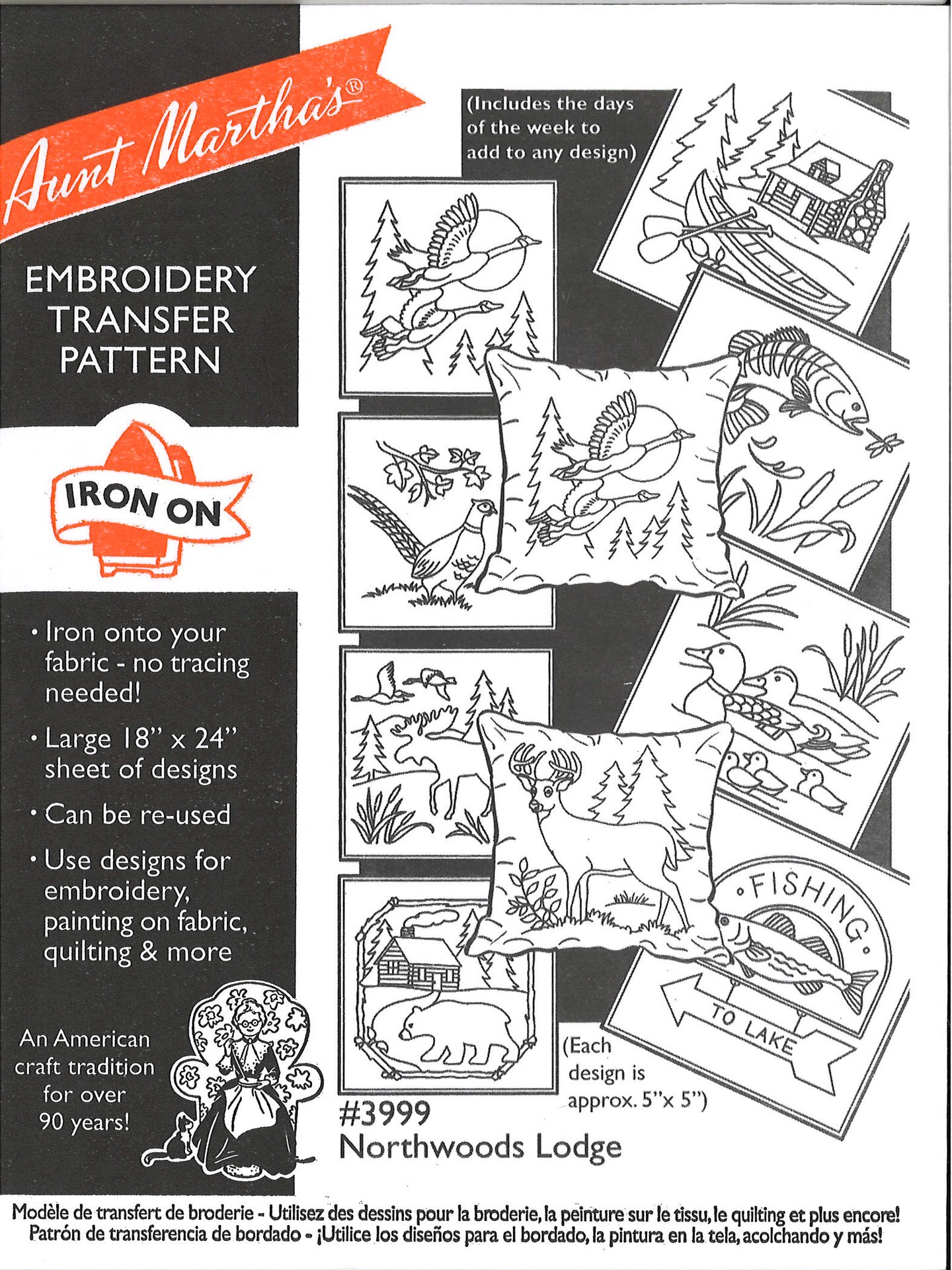 Aunt Martha's Northwoods Lodge 3999 embroidery iron on pattern