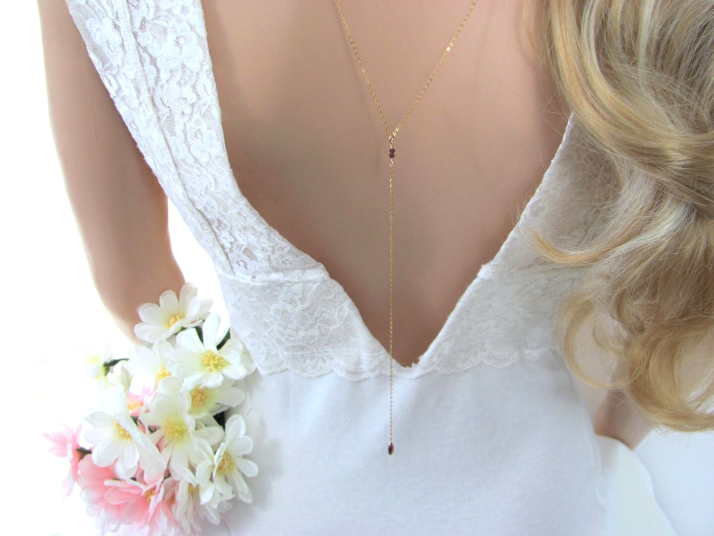 Garnet Backdrop Necklace - 14K Gold Filled - Minimalist Bridal Jewelry |  MakerPlace by Michaels