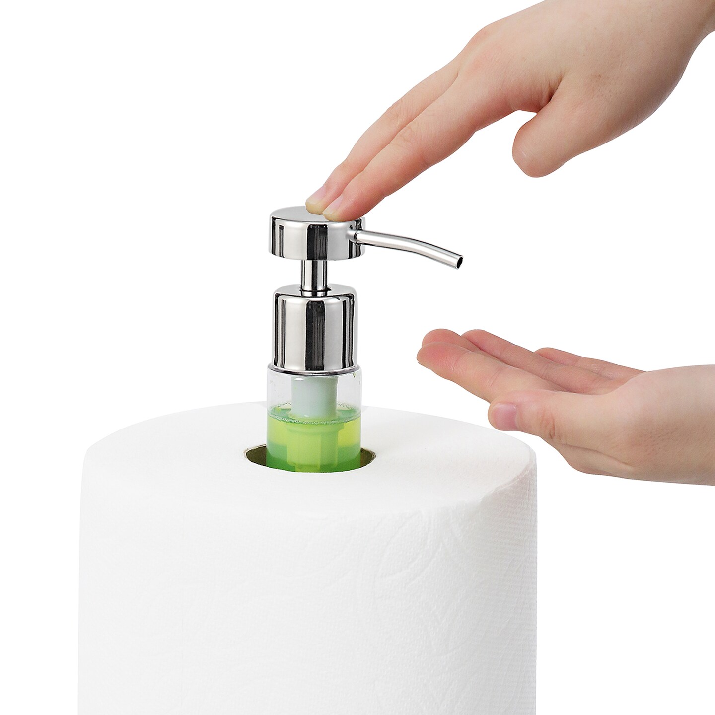Heavy Weighted Paper Towel Holder Stand Dispenser Built-in Pump Bottle