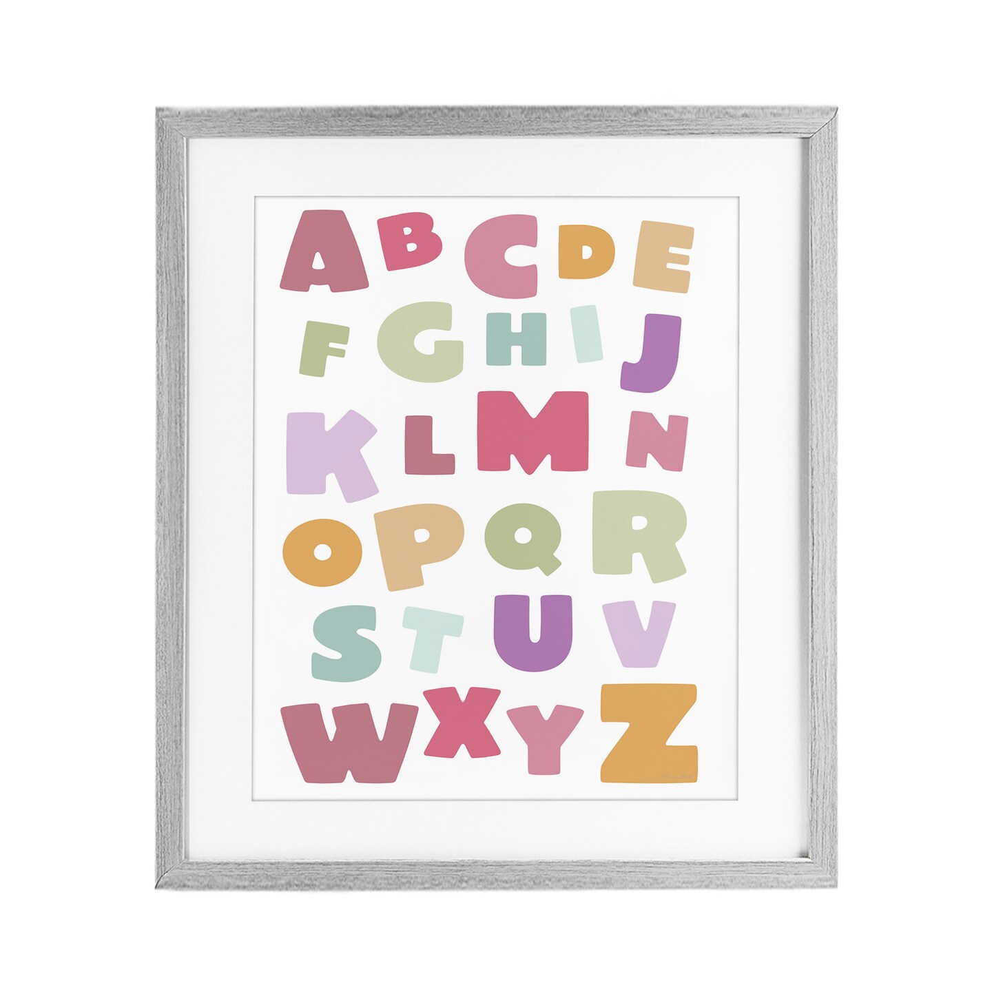 Stupell Industries Muted Alphabet Letters Framed Print Under Glass, design by Susan Ball