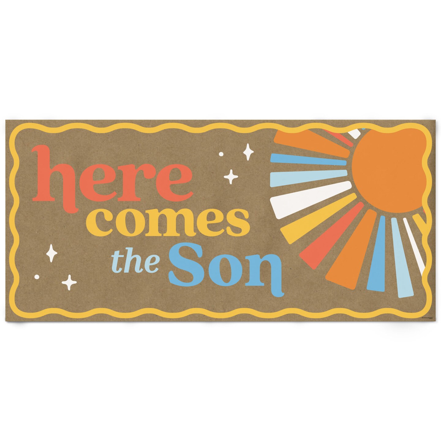 Big Dot of Happiness Here Comes The Son Kraft Paper Banner, Boy Boho Baby Shower Banner, Printed Brown Paper Party Sign Decoration – 1 Count