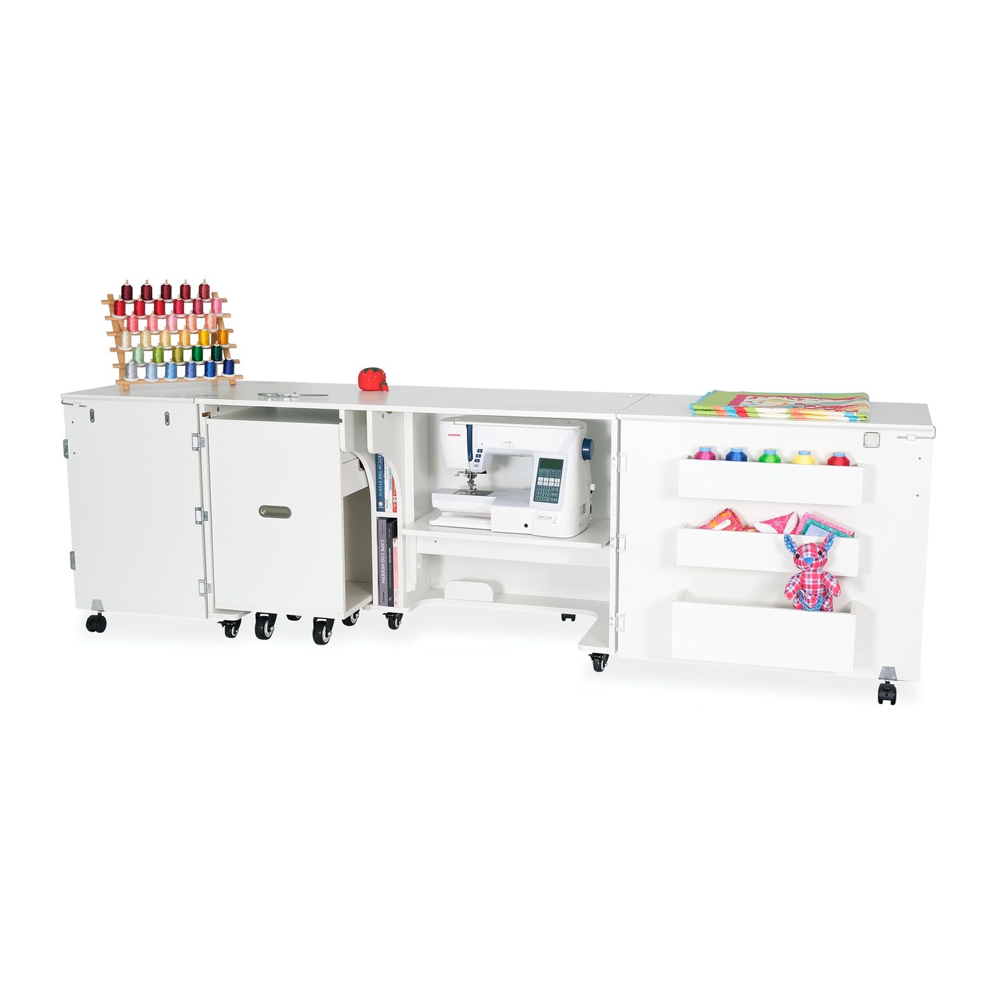 Kangaroo Aussie Sewing Cabinet – Sewing & Craft Table with Lift, Storage and Expandable Workspace
