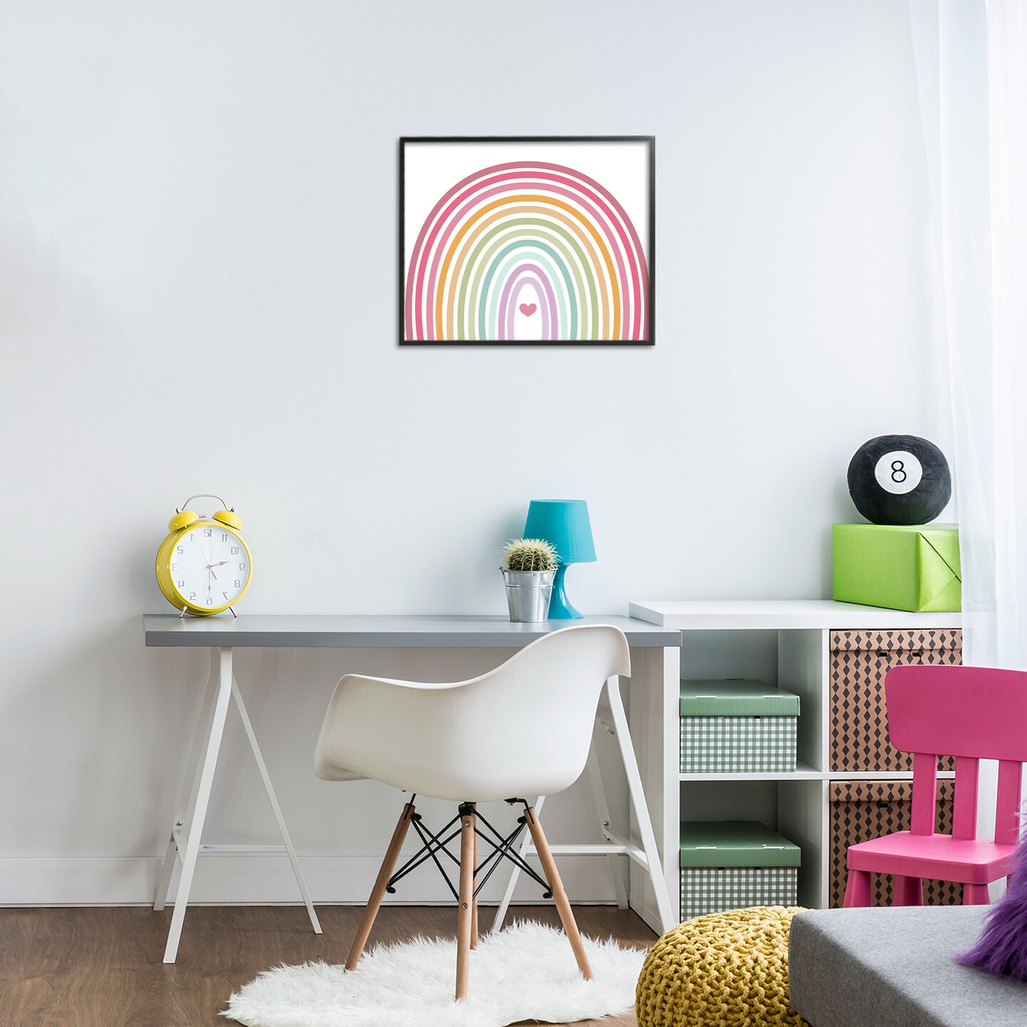 Stupell Industries Rainbow Love & Heart Framed Giclee, design by Susan Ball